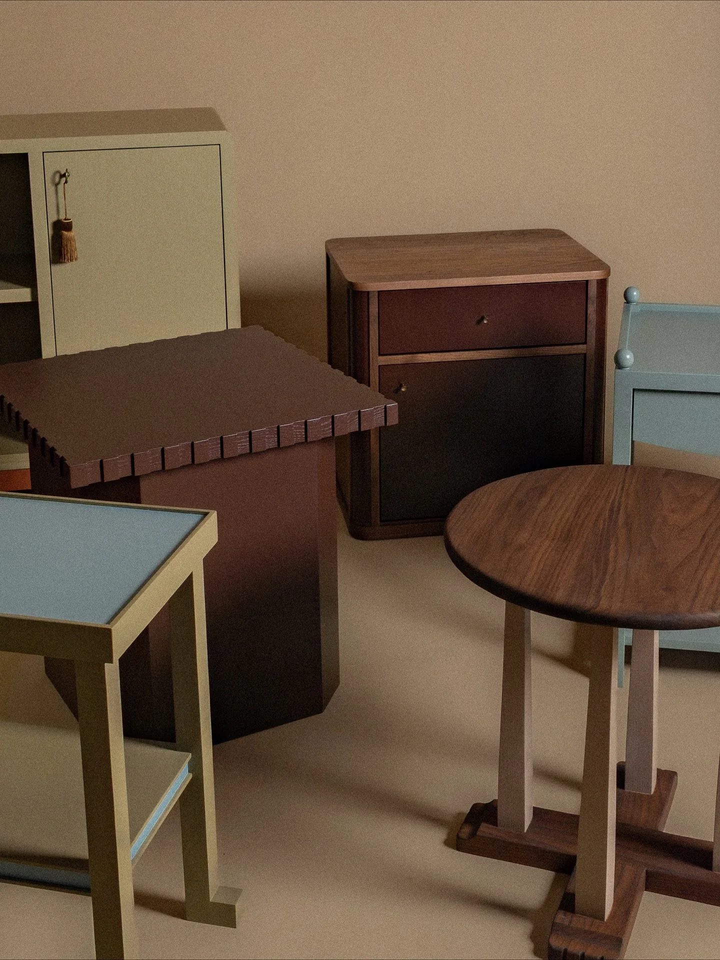 Now that we are so dang close to the launch of @shopbrunel, I thought it would be fun to show you a little of what&rsquo;s been up our sleeves! The core collection is made up of three finished categories &mdash; painted, walnut and oak. Within each a