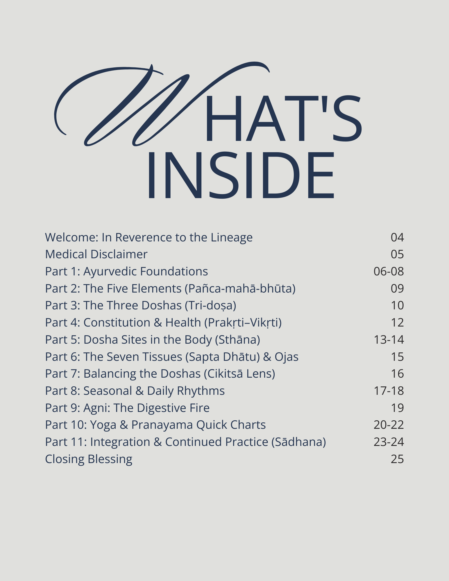 Ayurveda Immersion Workbook for Leah Adams by Sassil Ichil Studio Table of Contents.png