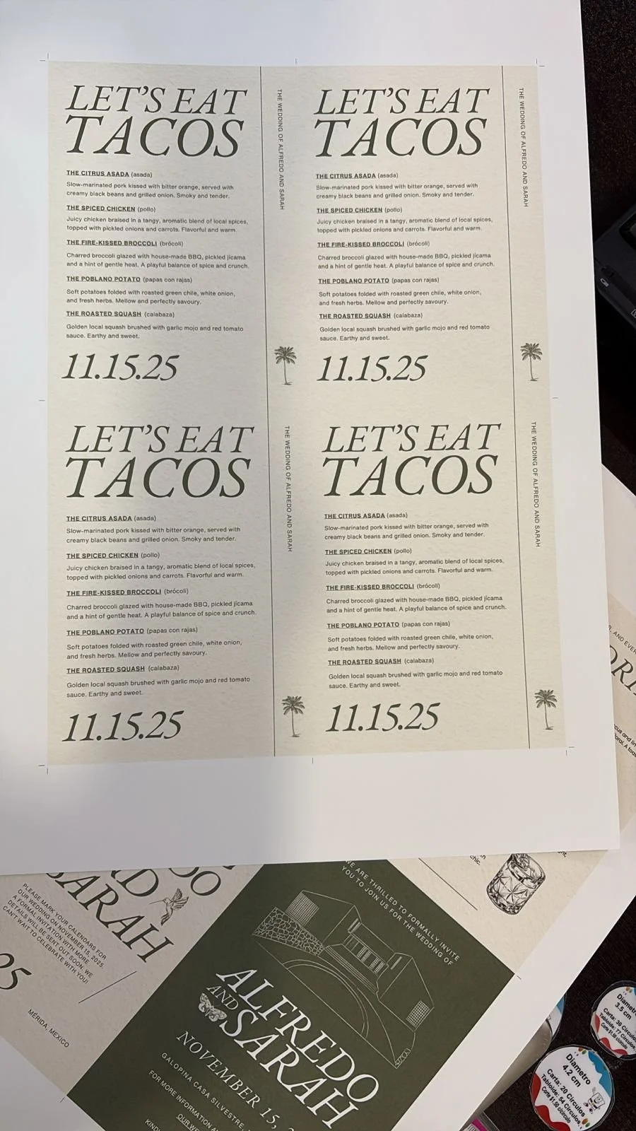 Branded Wedding Menu