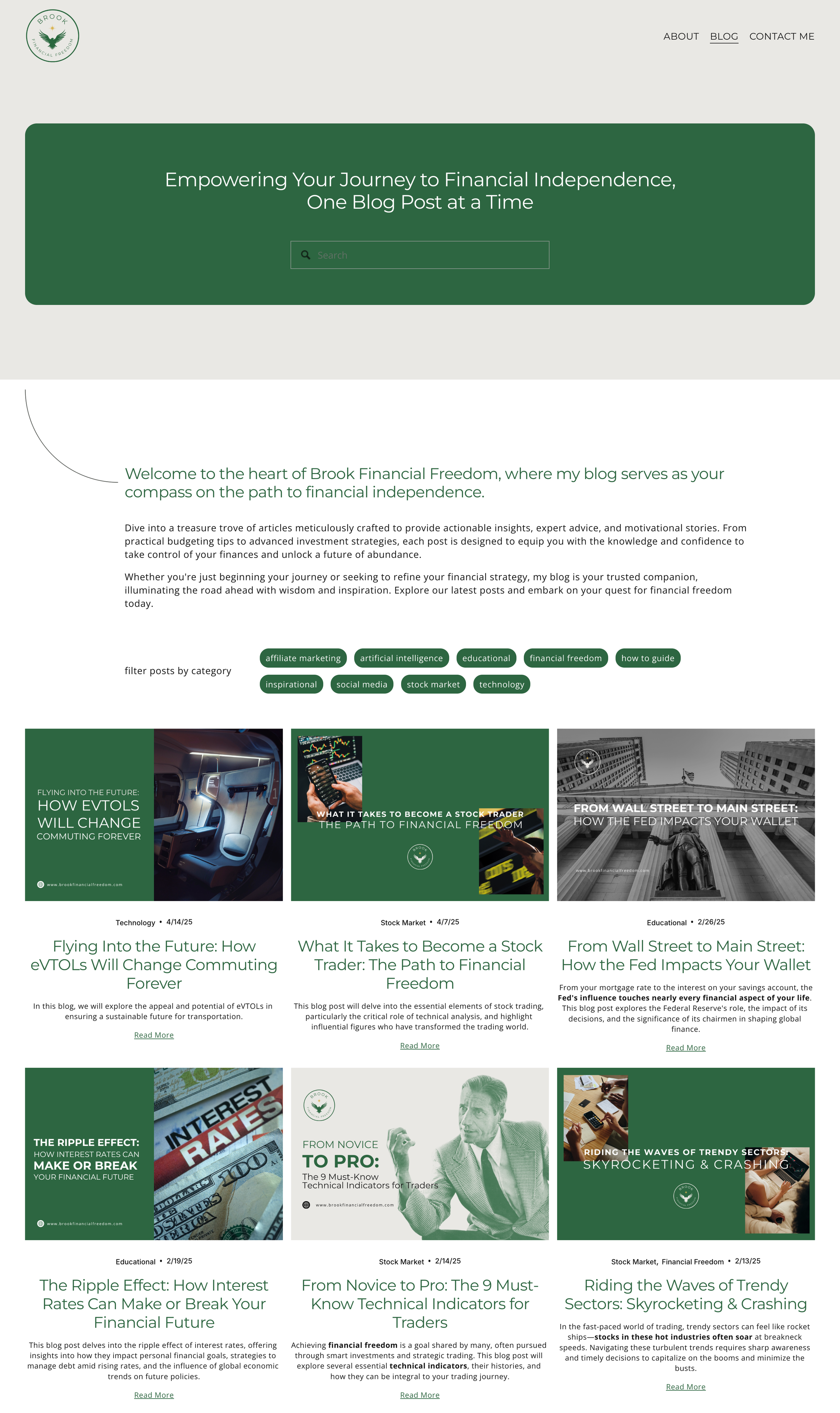 Brook Financial Freedom Squarespace Blog Website