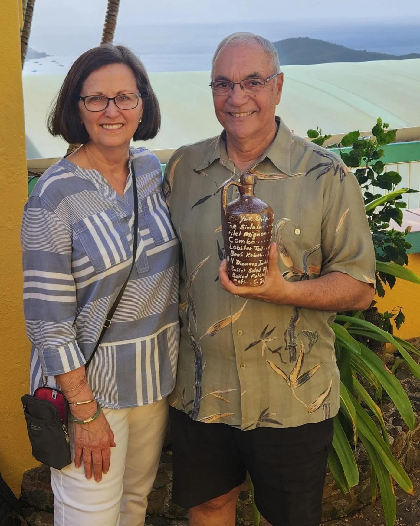 We had two friends of the Mafolie, Frank and Fay, drop by today. They entrusted us with an heirloom from their honeymoon - a 1971 menu from the Chart House (prior restaurant at Mafolie) printed on a Lancer&rsquo;s Rose bottle. What a piece of history