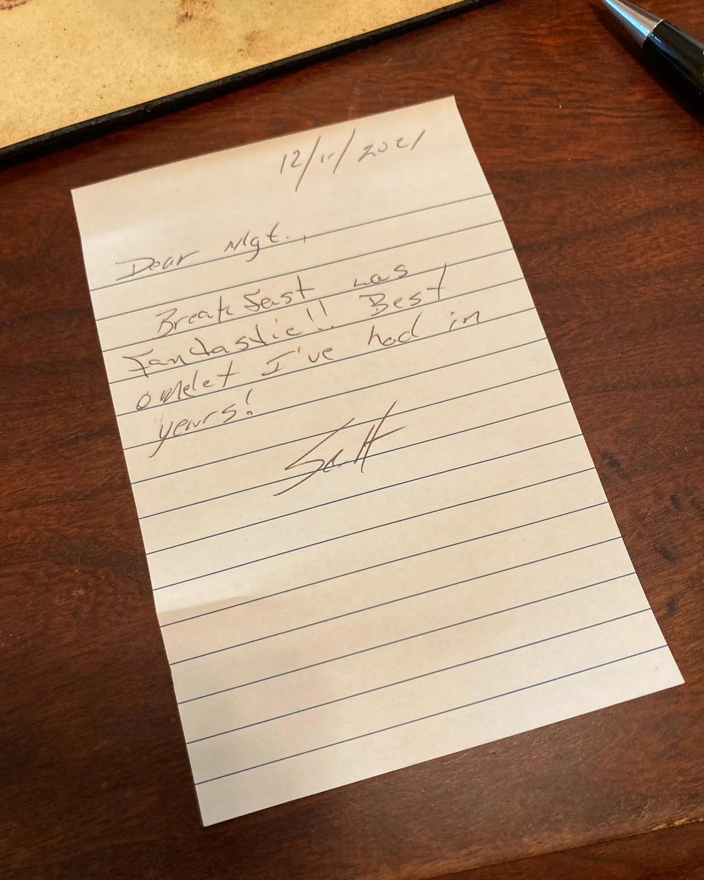 We&rsquo;d like to take a moment and say thank you to our guests. We got this note this morning and it made our kitchen&rsquo;s day. It&rsquo;s such a pleasure to host grateful, interesting people at the Mafolie. Keep being you and we&rsquo;ll keep c