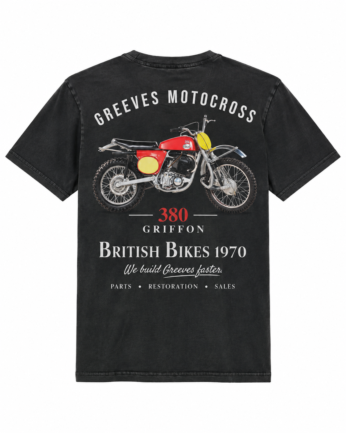 Motocross Collection – Greeves Griffon 380 T-Shirt – Washed Black (COMING SOON)