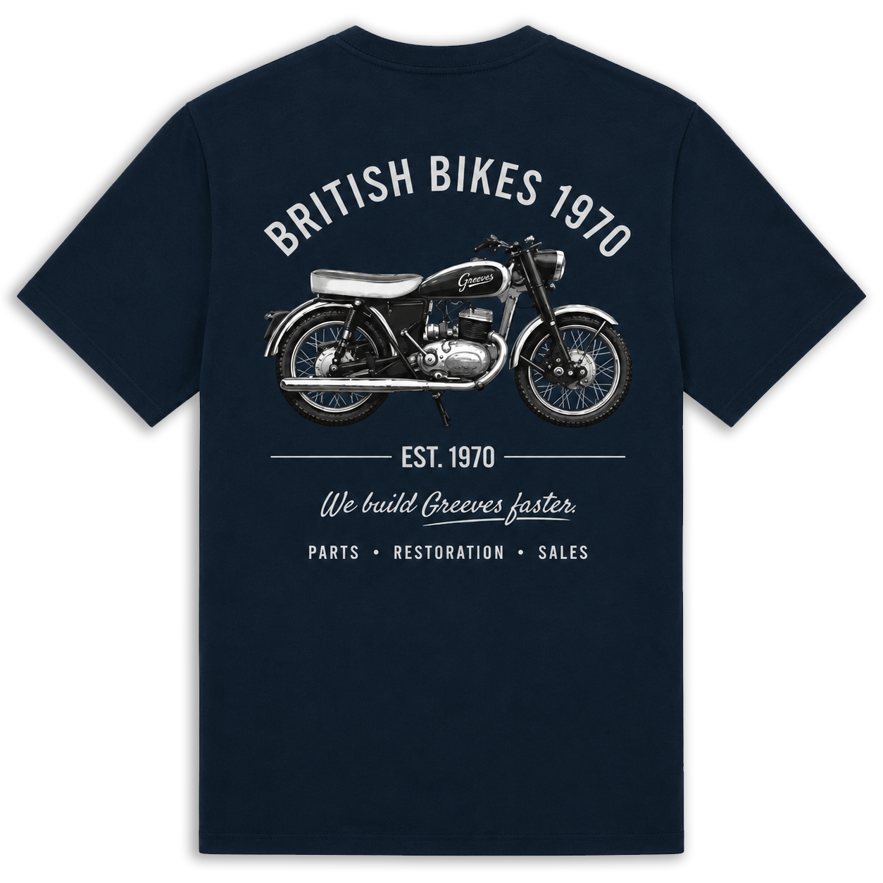 Heritage Collection – Greeves Roadster Navy T-Shirt