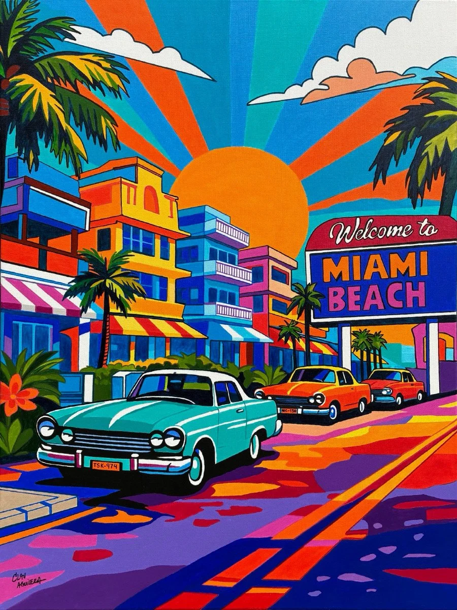 *Name: Sunset on Ocean Drive
*Medium: Acrylics on canvas 
*Size : 30 in x 40 in .