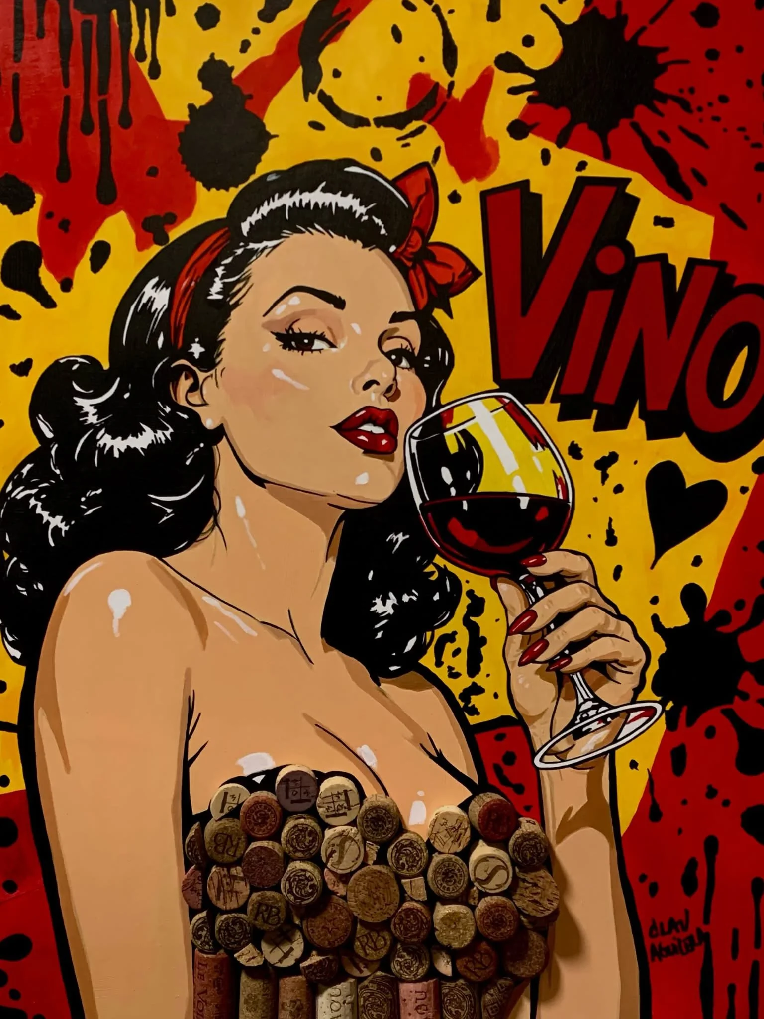 *Name: '' V. VINIFERA ''.
*Medium: Acrylics and natural wine corks on board 
*Size : 18 in x 24 in 