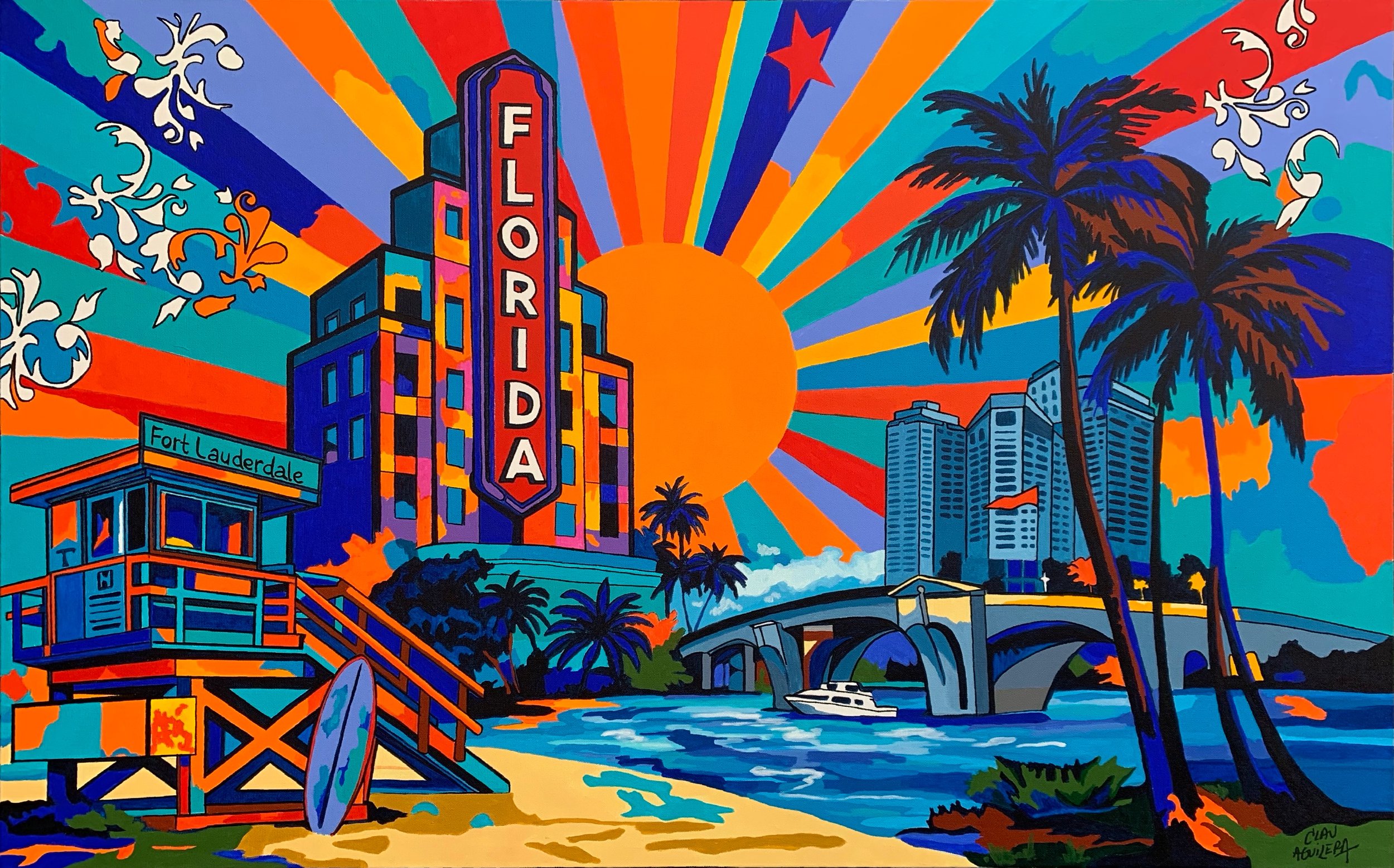 *Name: Florida
*Medium: Acrylics on canvas 
*Size : 30 in x 48 in .