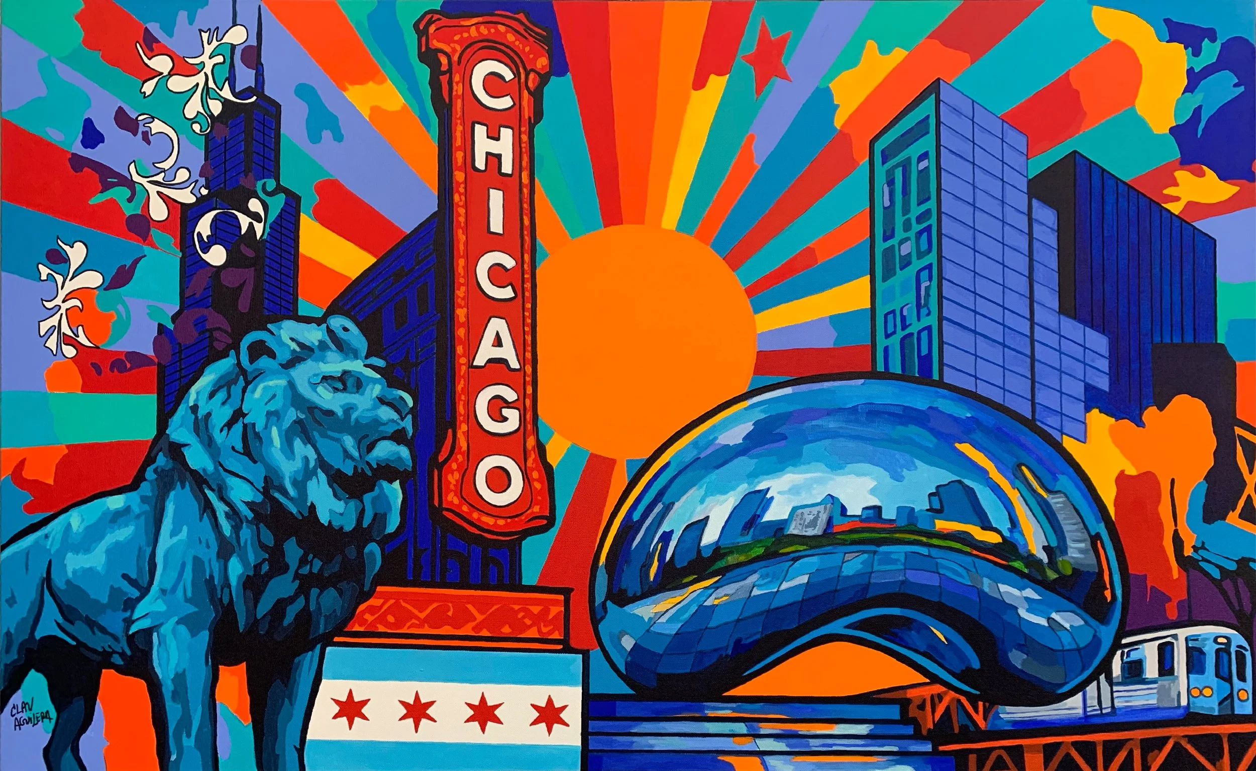 *Name: Chicago
*Medium: Acrylics on canvas 
*Size : 30 in x 48 in .