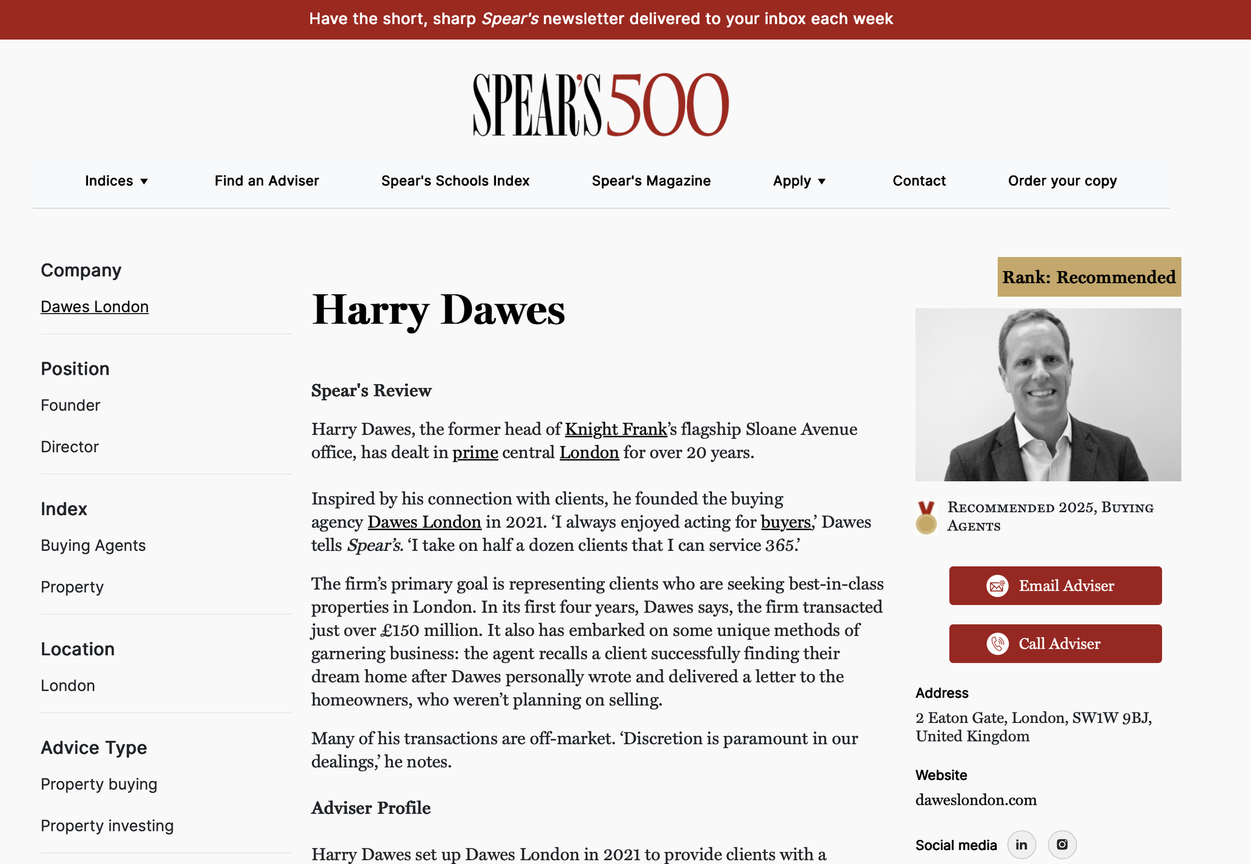 Spears Reccomended Buying Agent