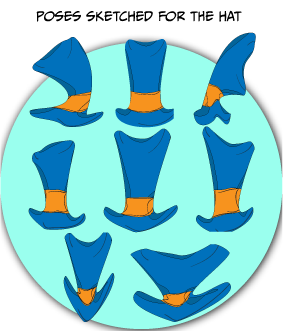 Sketched hat poses for the animated music video, All This Wasted Time by Cory Carrington.