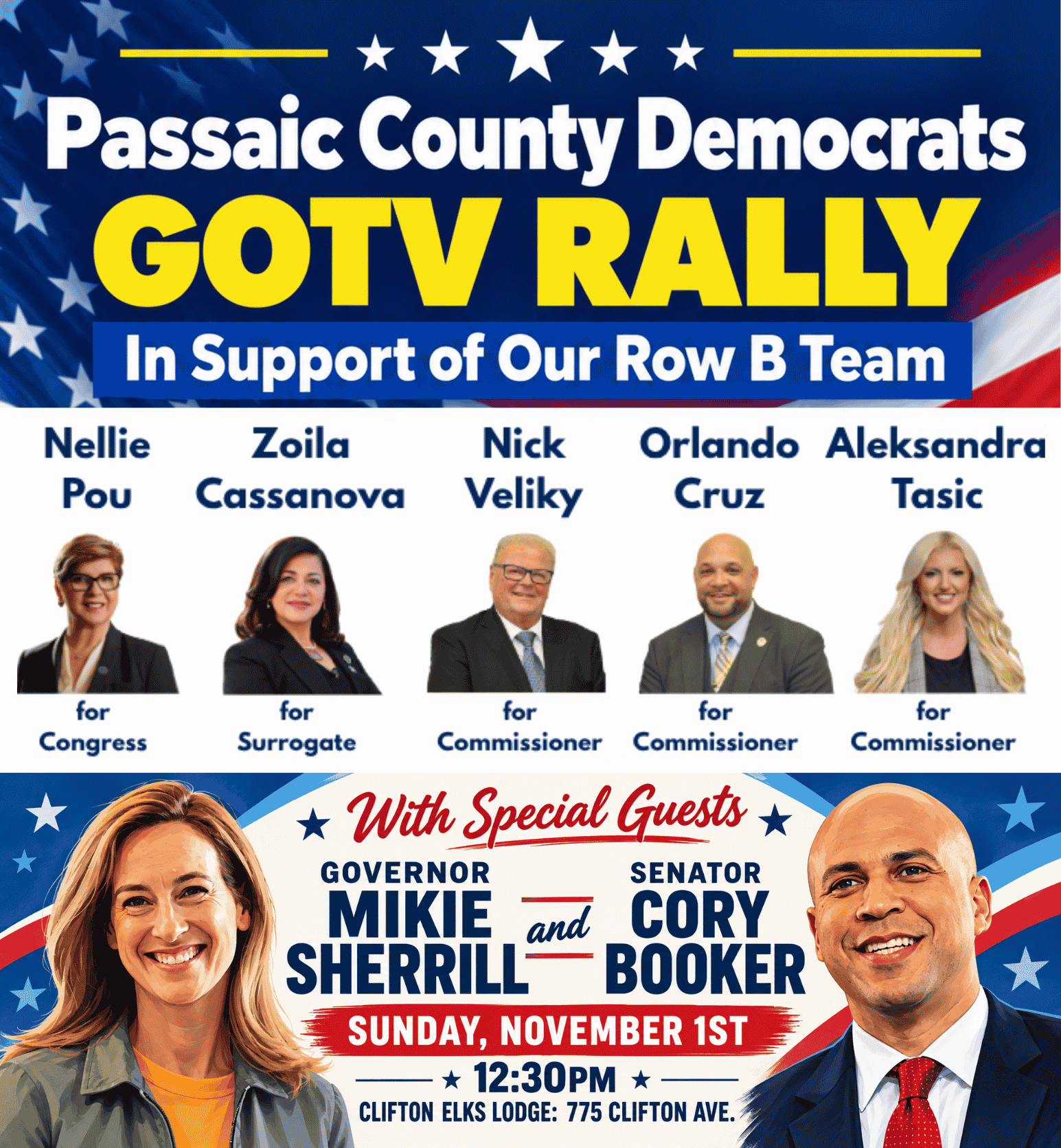 Passaic County Democrats GOTV Rally for Row B with Senator Cory Booker