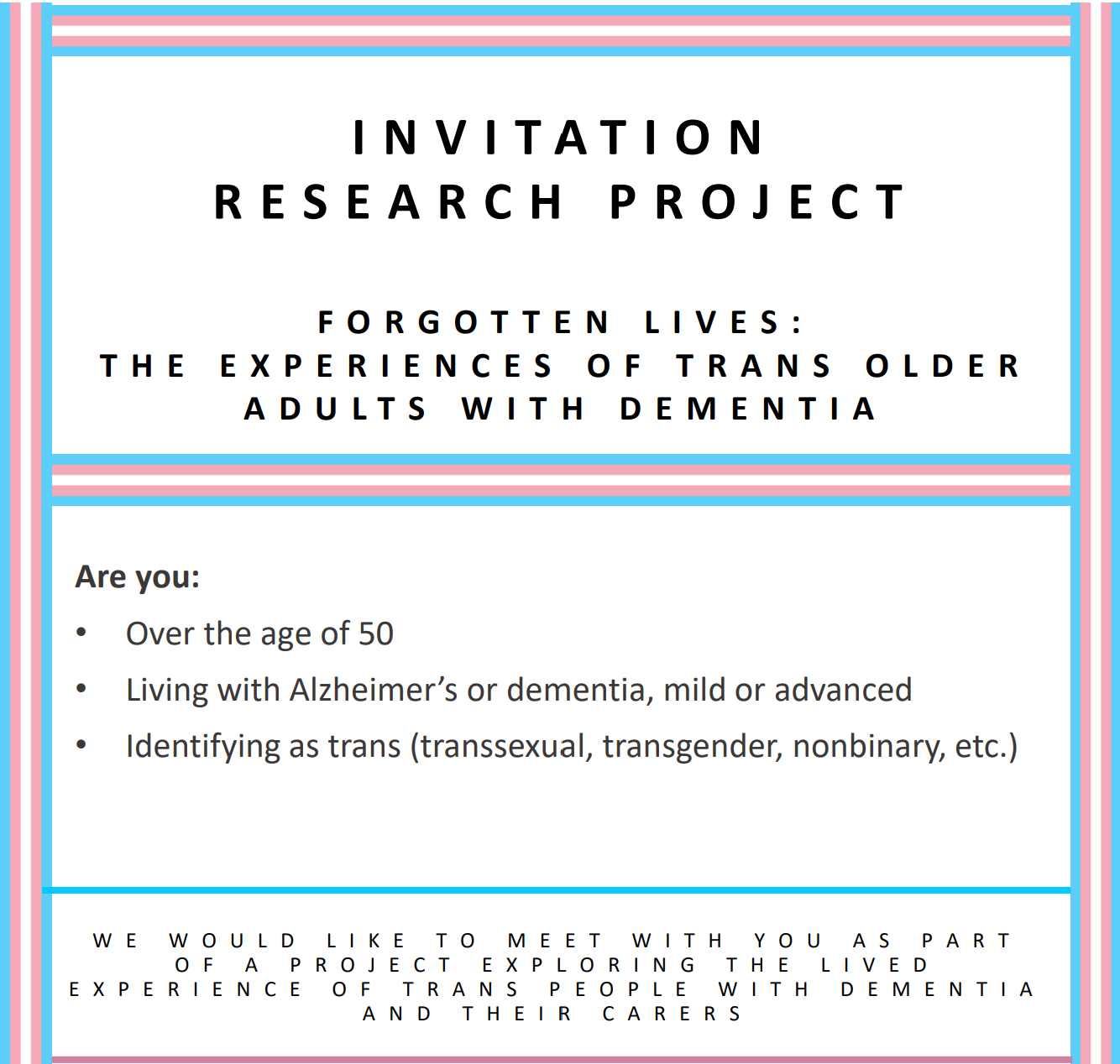 Forgotten lives: The Experiences of Trans Older Adults With Dementia