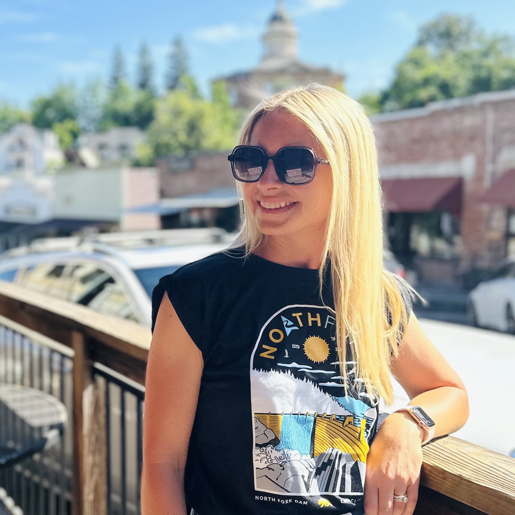 The North Fork Dam / Lake Clementine design on a soft, airy, black tank for women.

#northforkclothing #northforkdam #lakeclementine #auburnca #visitplacercounty #auburncalifornia #sierranevadafoothills #placercounty #americanriver