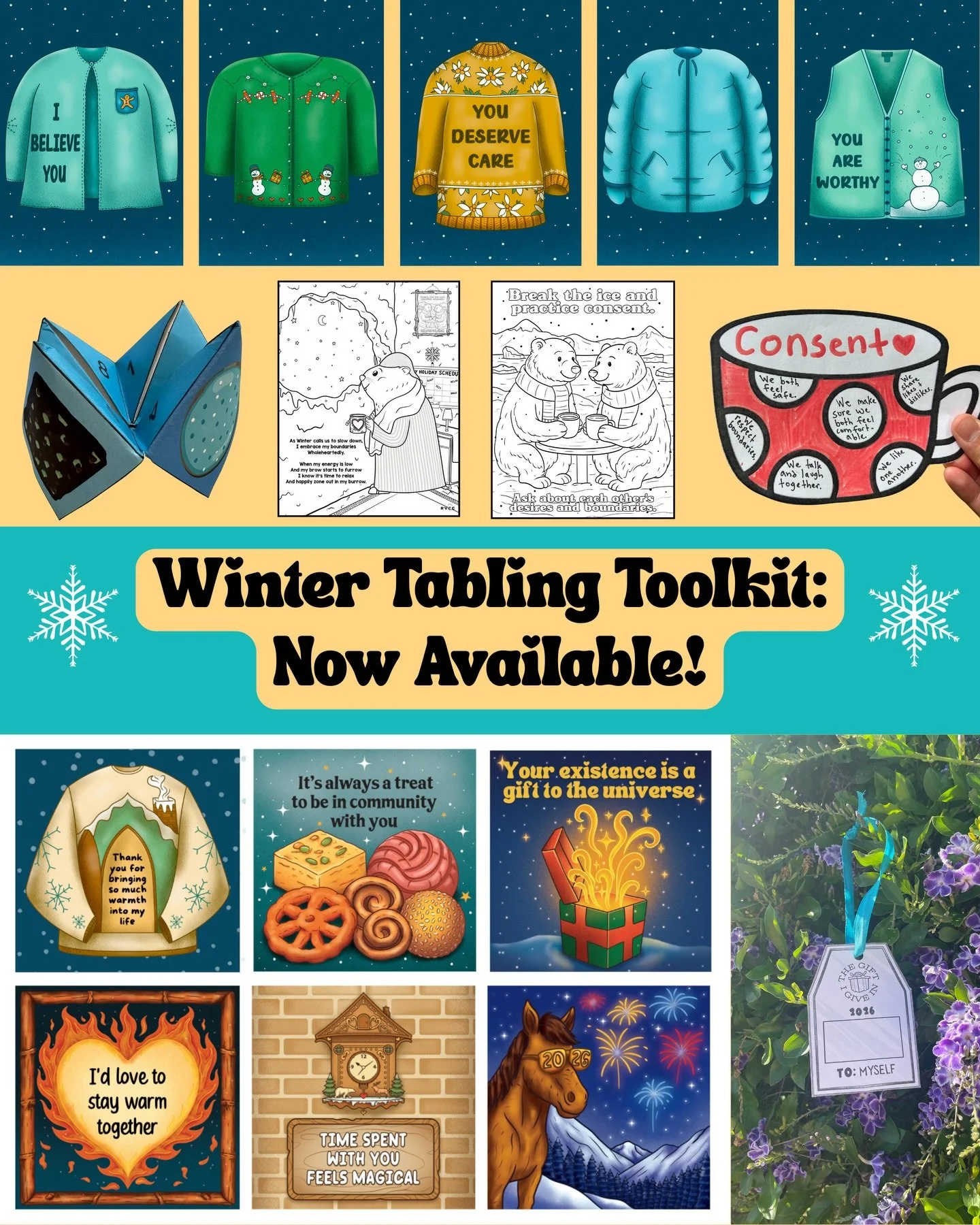 Hosting events or tabling for the holidays and winter season? Check out our newly released free winter themed tabling toolkit! Includes warm and creative materials to help you stand out and draw in your community ✨. Link to access is in our bio.