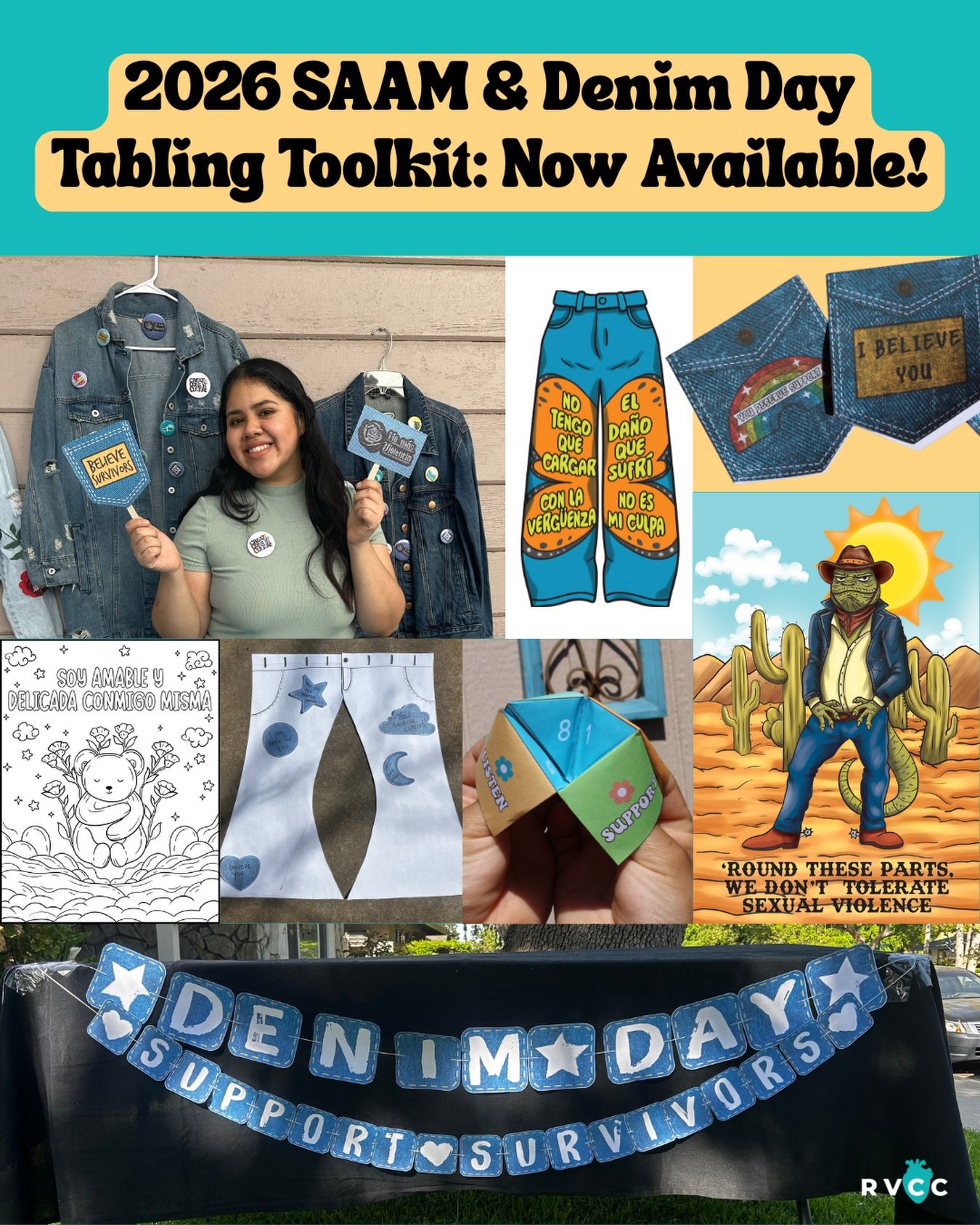 Just released 🎉. Grab our free 2026 SAAM and Denim Day tabling toolkit! Filled with creative, engaging and supportive materials and activities for your community ✨. Link in bio.