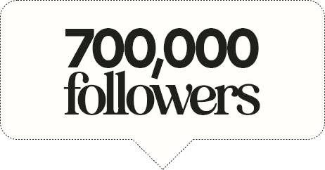 Text that reads '700,000 followers' inside a speech bubble.