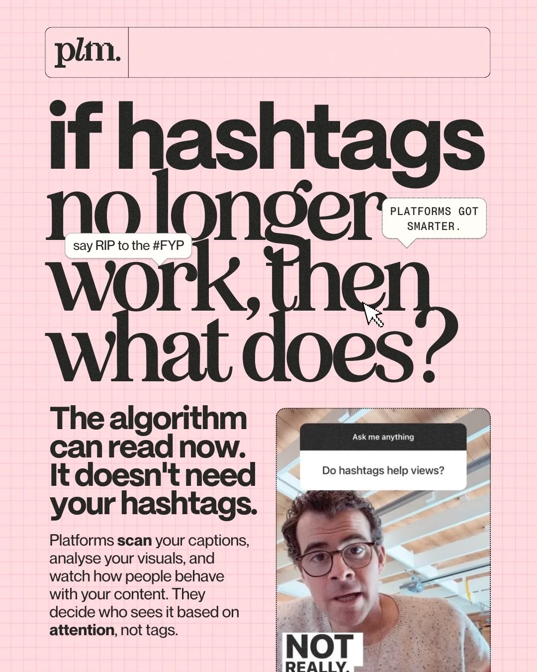 remember when hashtags were the growth strategy? 😭🤝 

add the right ones, show up on the right pages, get found by people who didn&rsquo;t follow you yet. 

it doesn&rsquo;t work like that anymore: Mosseri has said publicly they don&rsquo;t really 