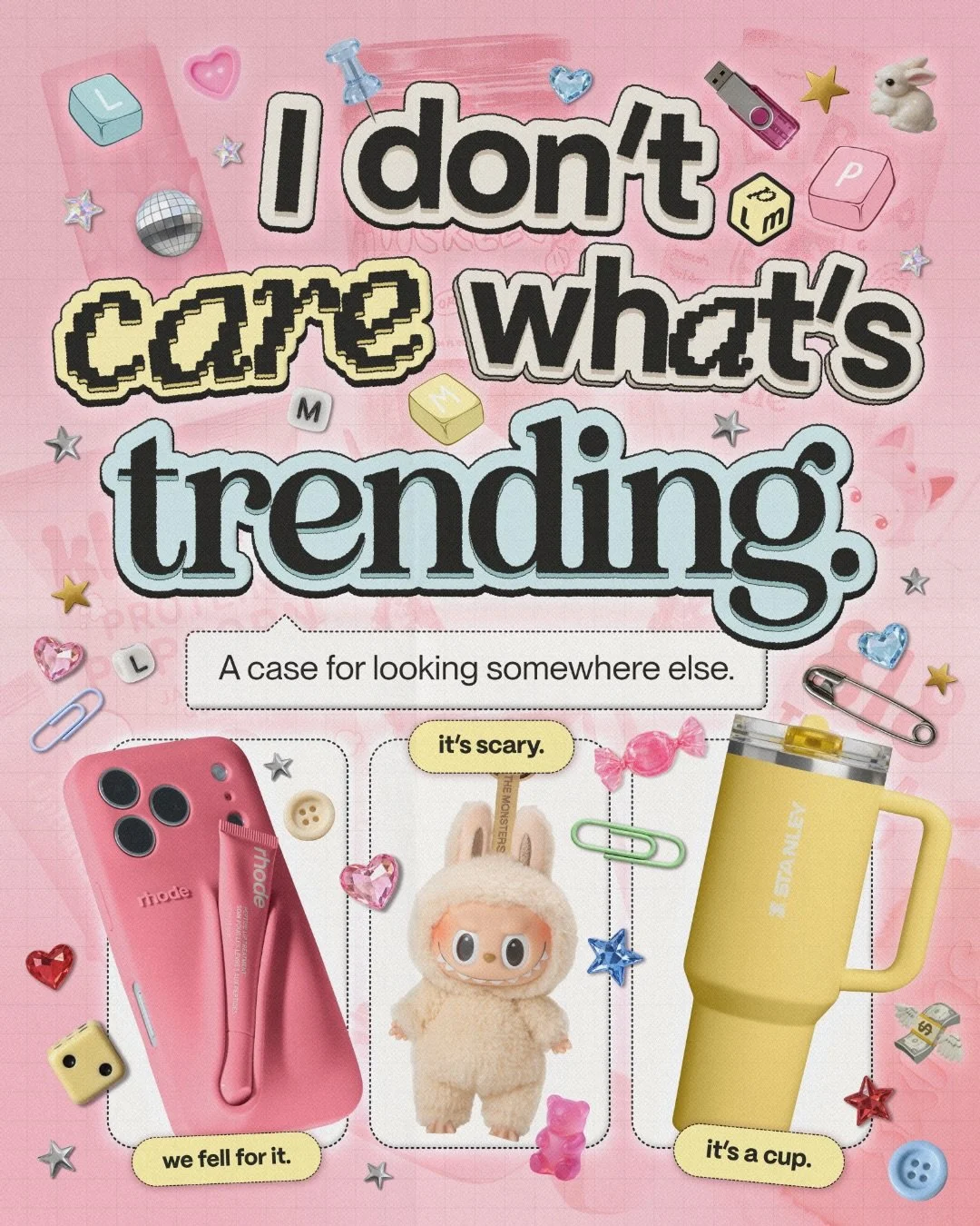 the round-ups can keep their &ldquo;what you missed this week&rdquo;, we&rsquo;ve stopped trying to keep up with all of it 🎀 ⋆˚࿔ 📼 ⋆｡&deg;

trends still matter round here, it&rsquo;s the hopping from one to the next that&rsquo;s lost its shine, so 