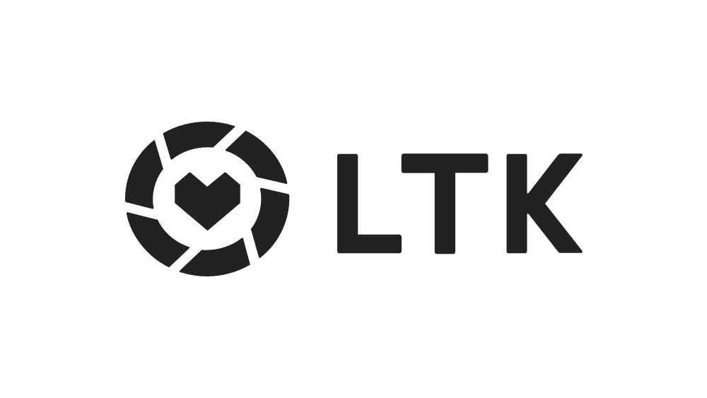 Black logo with a circular design containing a heart inside a camera shutter icon, next to the letters 'LTK' in bold font.