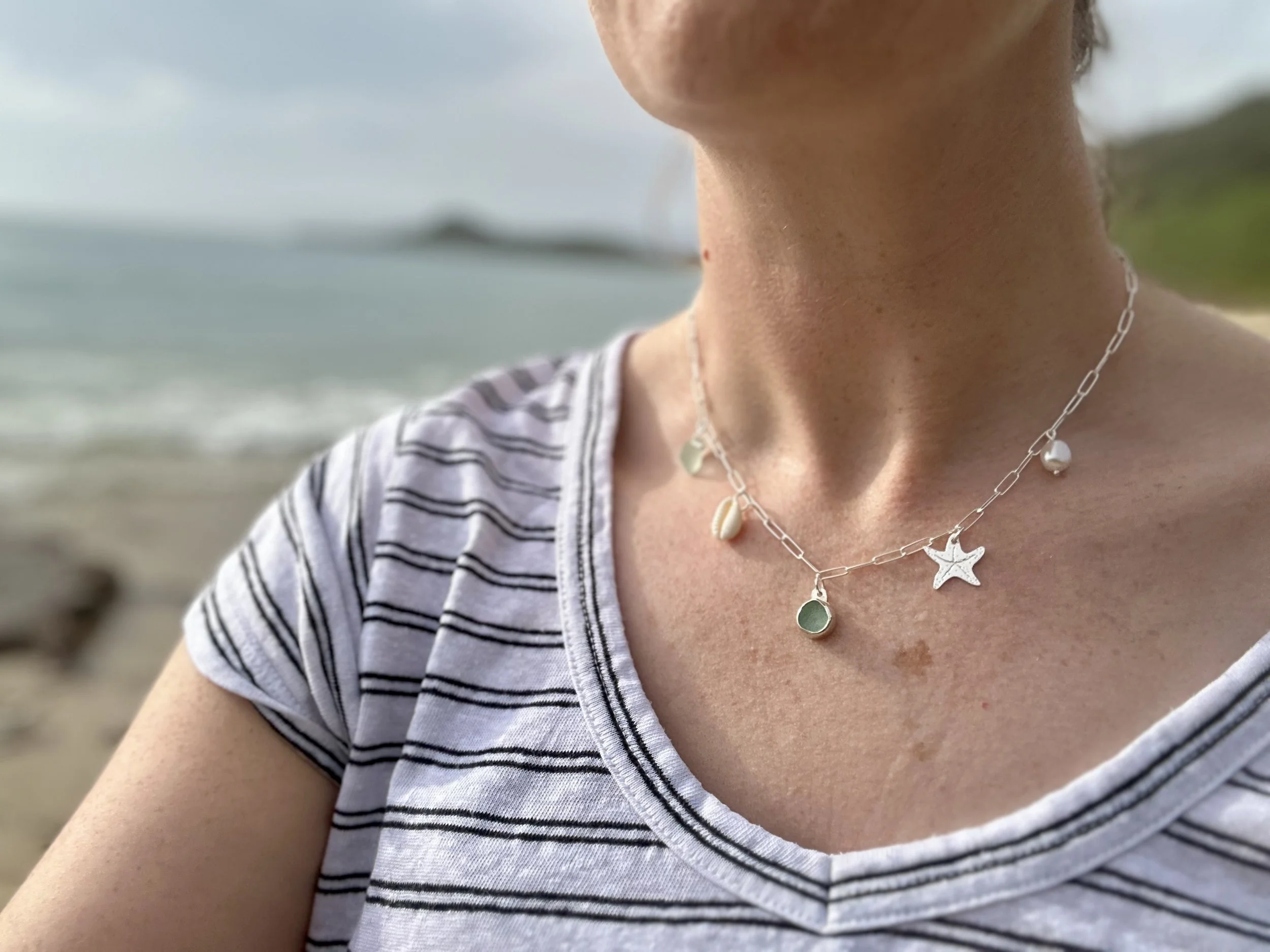 Sea glass charm necklace