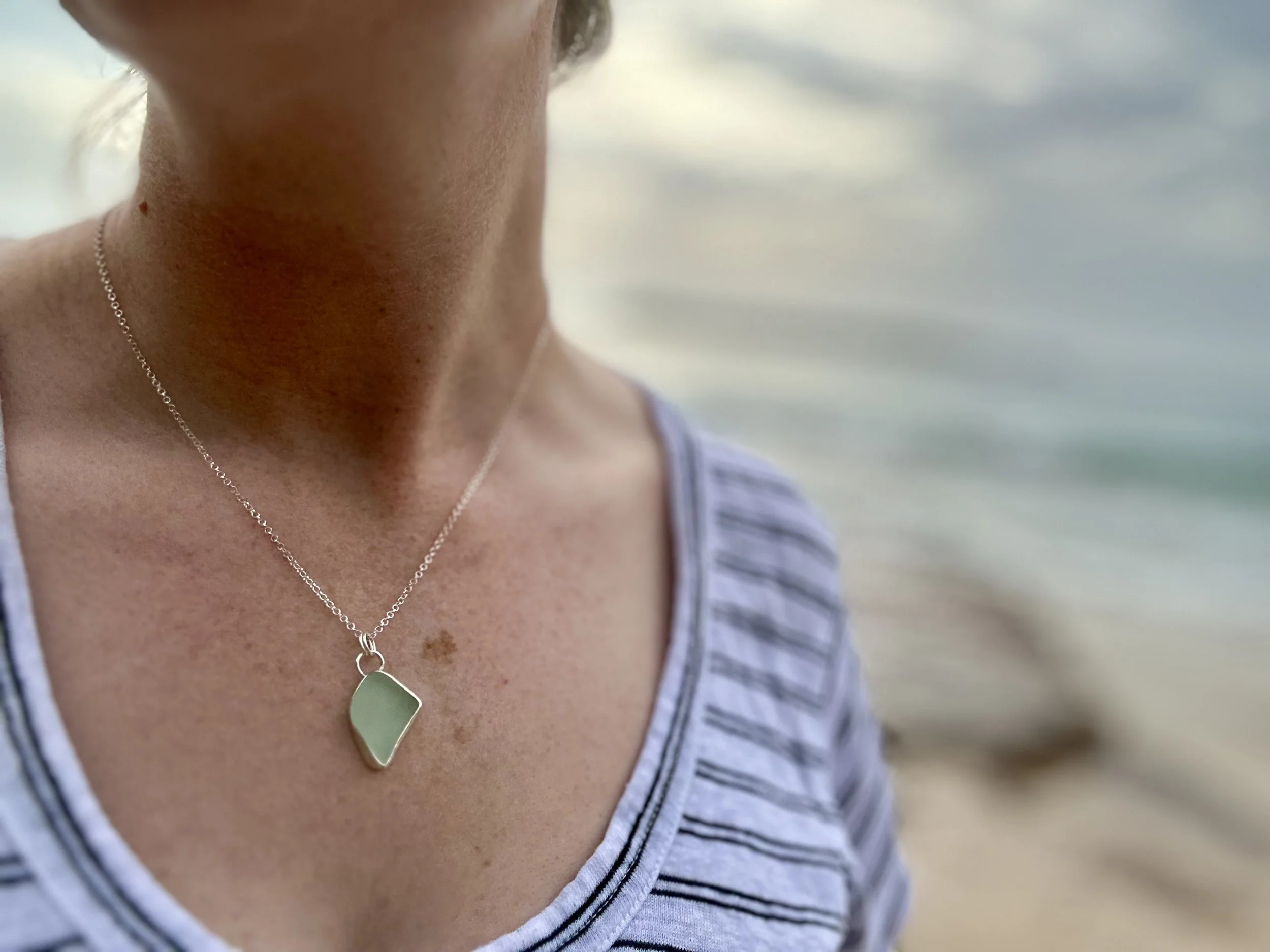 Sea glass pendant necklace
