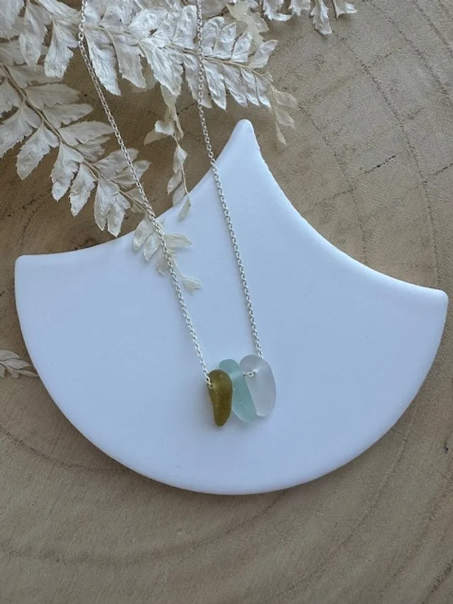 Sea glass stack necklace