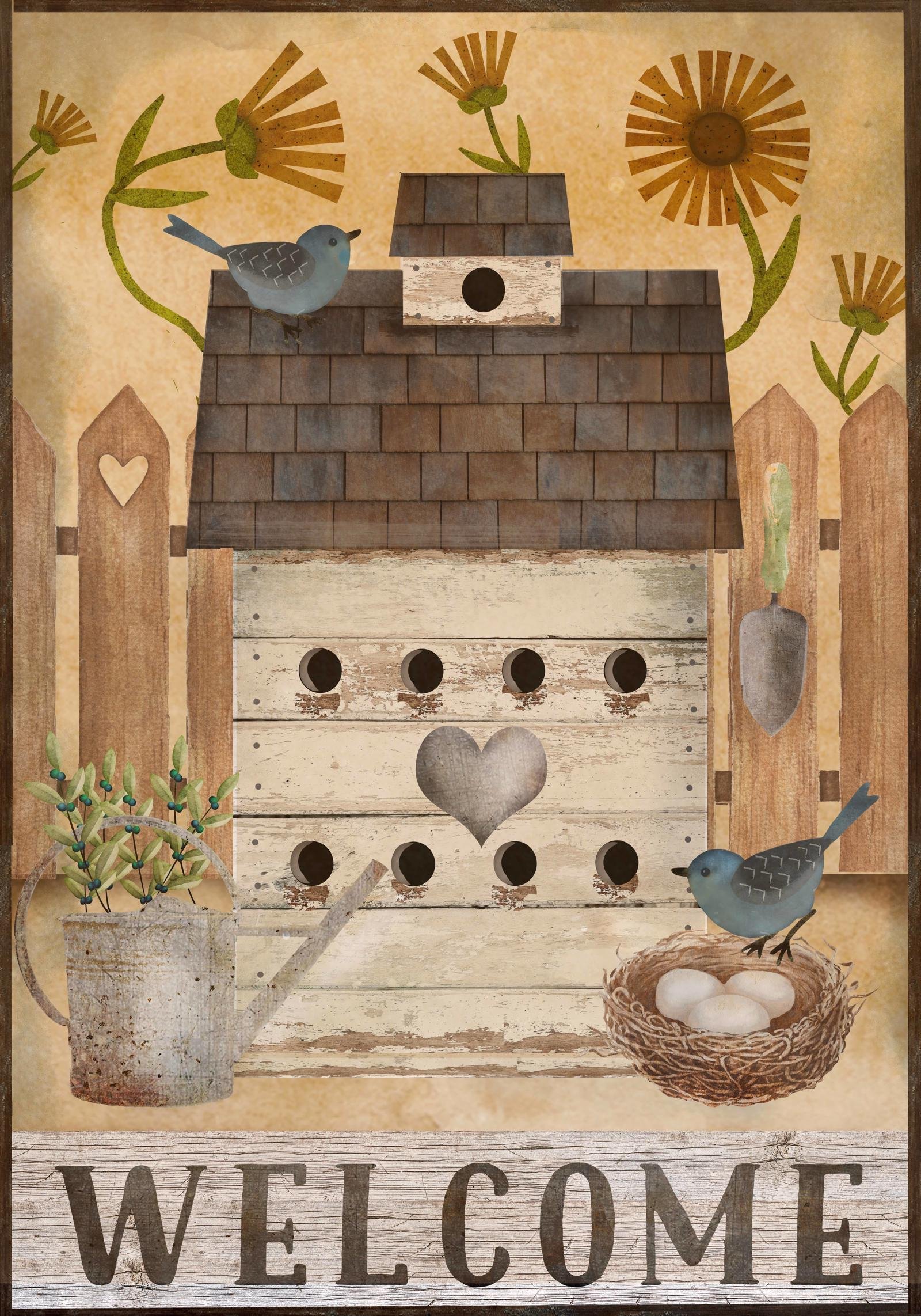 Primitive Welcome Birdhouse