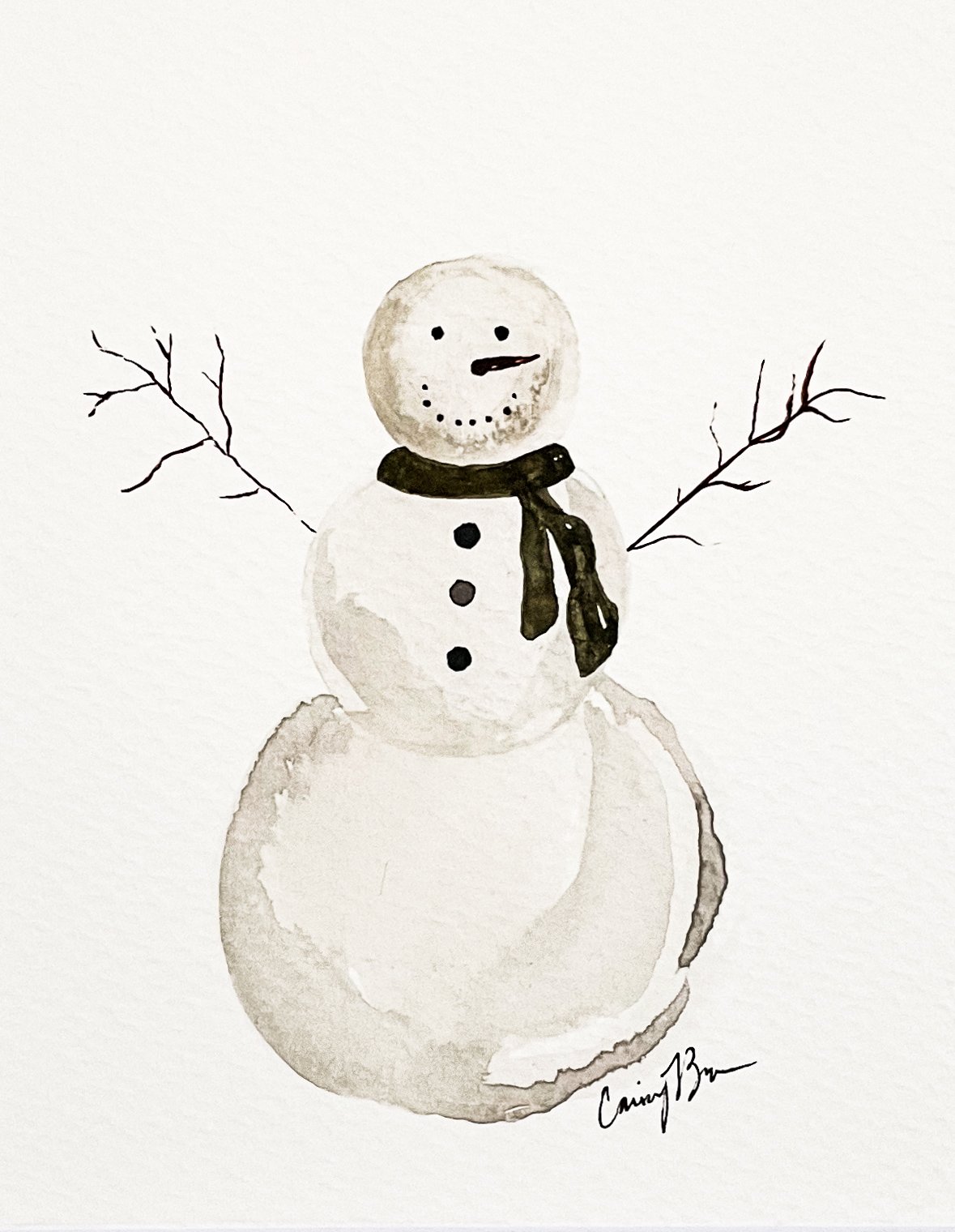 Watercolor Snowman
