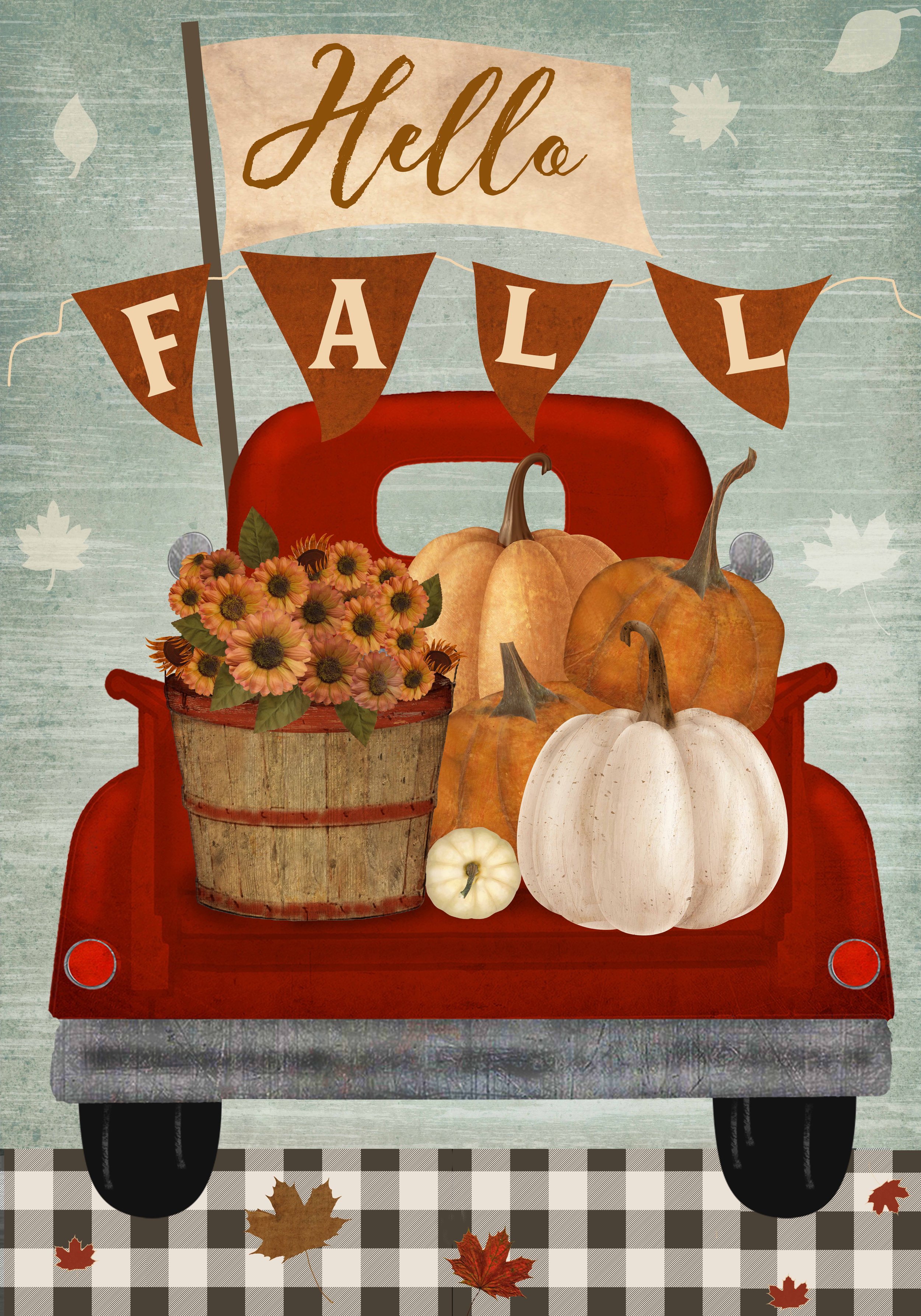 Hello Fall Red Truck