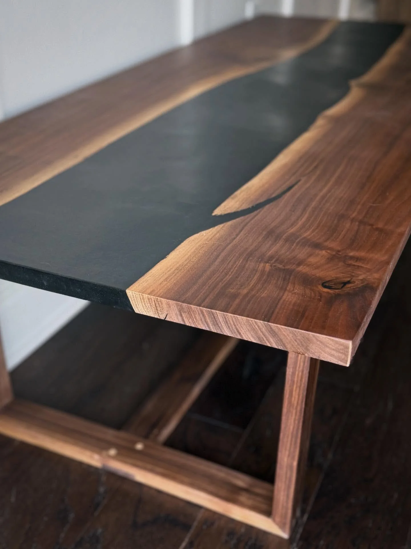 Excited to share this Custom Solid Walnut River Coffee Table designed by Clinks Restored Decor 

One-of-a-kind, handcrafted statement piece made from premium solid walnut with a black river inlay. Designed and built by Brent and myself in our home wo