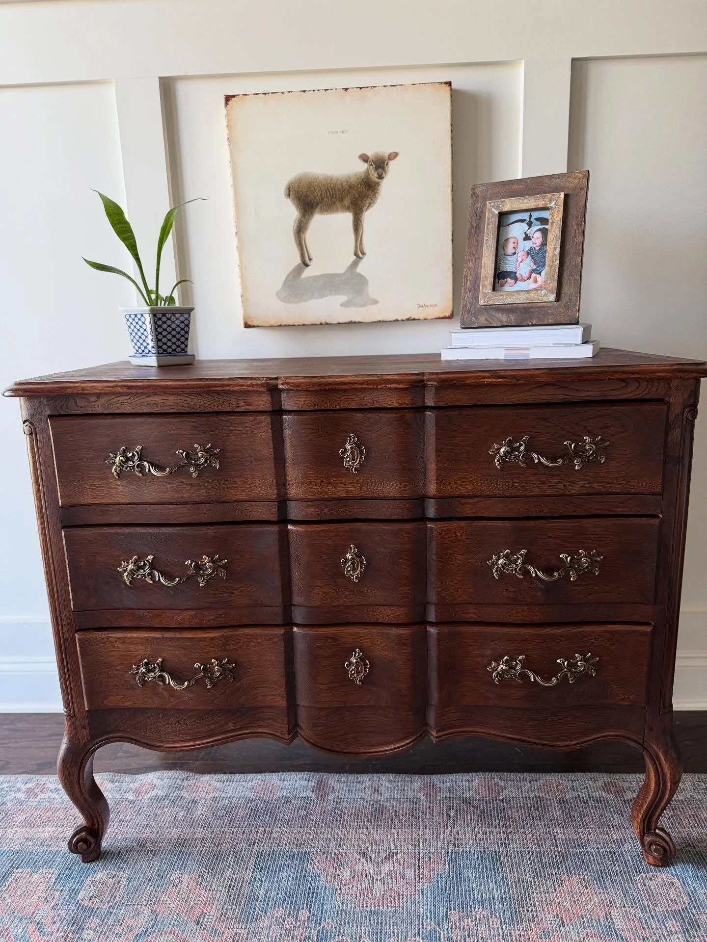 /// S O L D // 

Restored French Provincial Dresser 
41&rdquo; x 19&rdquo; x 33&rdquo;

This stunning French Provincial dresser has been beautifully restored, bringing out the rich character of its solid wood construction and elegant details. Featuri