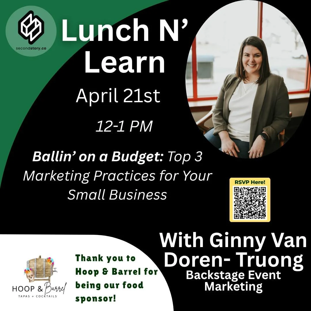 The best ideas don&rsquo;t always happen on stage&hellip; They happen backstage.

Join us on April 21st for our upcoming Lunch N' Learn with Ginny Van Doren - Truong from Backstage Event Marketing. We are excited to have @hoopandbarrel in the space s