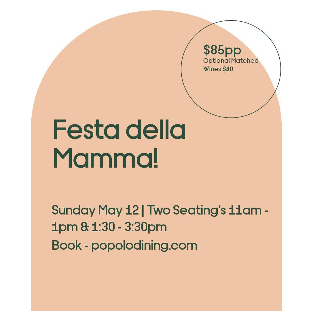 Celebrate all those gorgeous mum&rsquo;s this Mother&rsquo;s Day with a decadent Italian feast, riverside. 

Sunday May 12 | Two Seating&rsquo;s 11am and 1:30pm | 
$85pp ~ Optional $40pp Matched Wines.

Bookings Essential ~ popolobrisbane.com