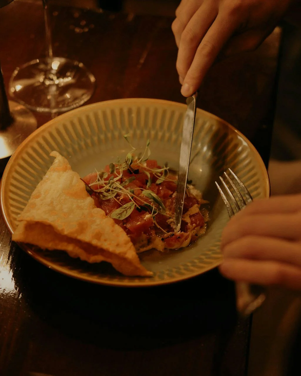 Welcome Summer with fresh flavours, like our Tuna Tartare with caper mayo and pasta crisps