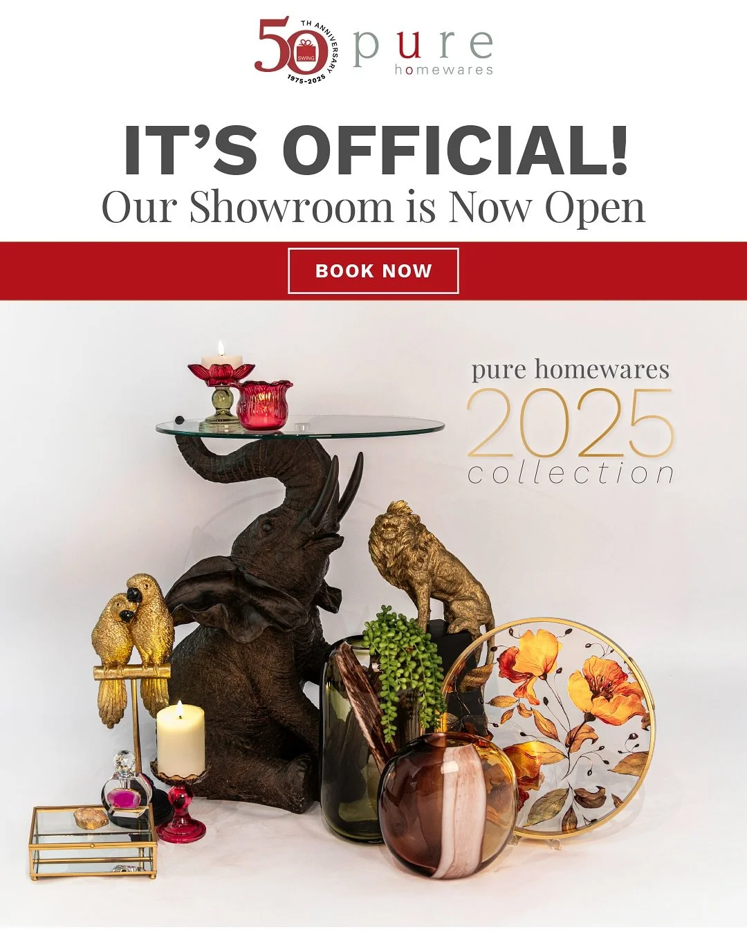 🍾 It&rsquo;s Official! Our Showroom is Now Open.
2025 Pure Homewares Collection is available for viewing.

☎️ Please make an appointment with your sales representative to visit our showrooms. 

👆Click link in bio or visit our website at 
swinggifts