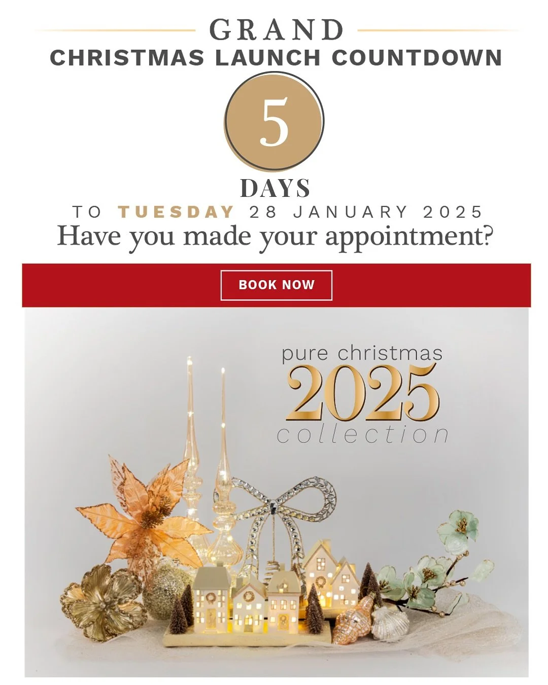 🎀 We are counting down to Swing&rsquo;s Grand 2025 Christmas Launch!
🎄 Have you made your appointment?
Launching 28th January. Limited spots available.

☎️ Please make an appointment with your sales representative to visit our showrooms. 

👆Click 