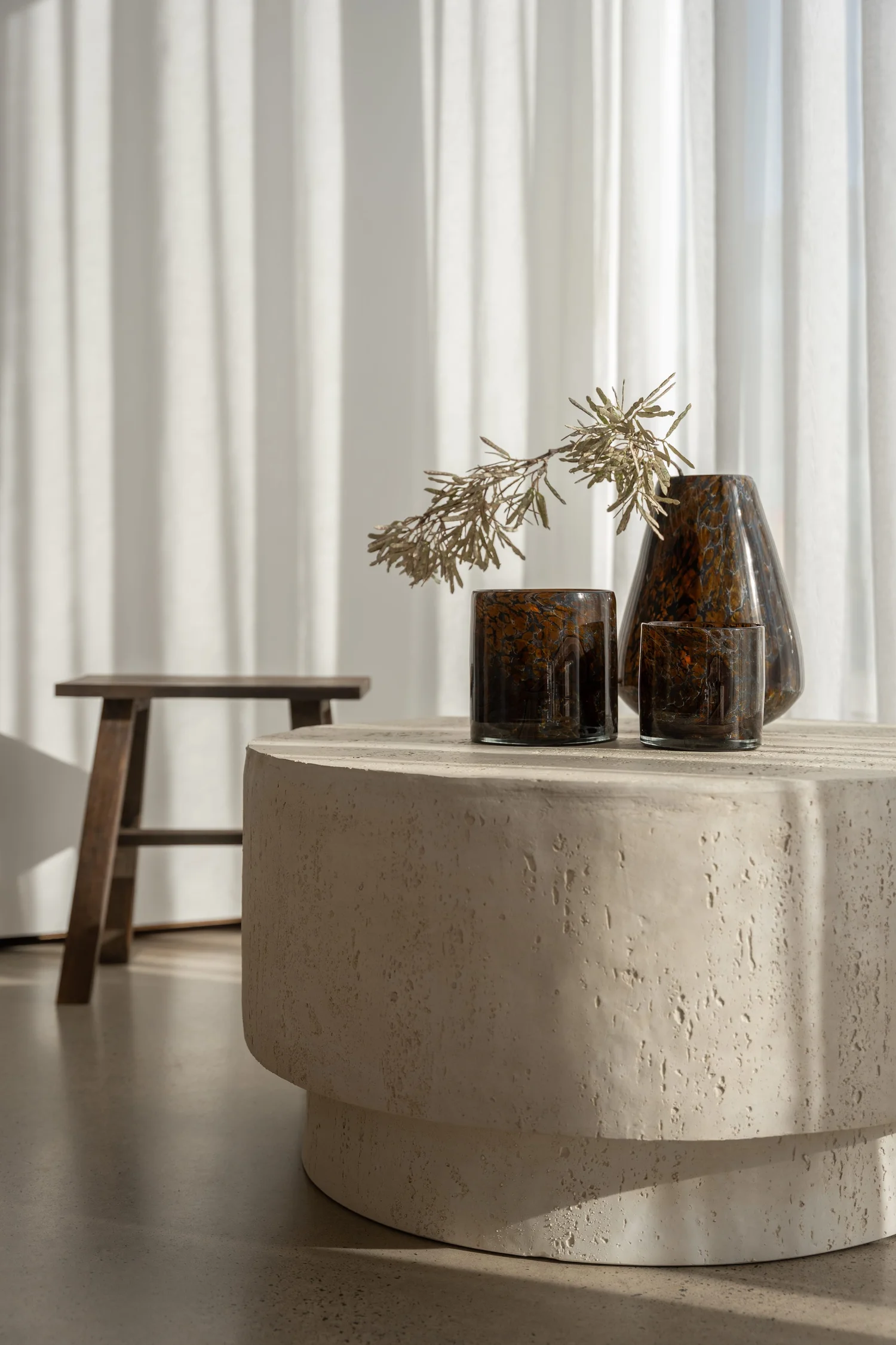Decorative vases arranged on a table