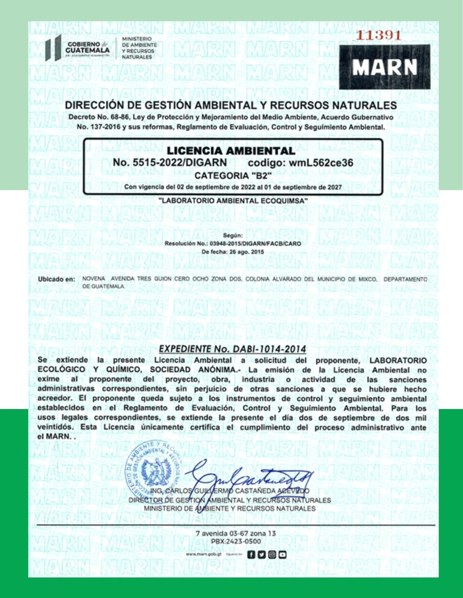 Ejemplo ilustrativo de una licencia ambiental