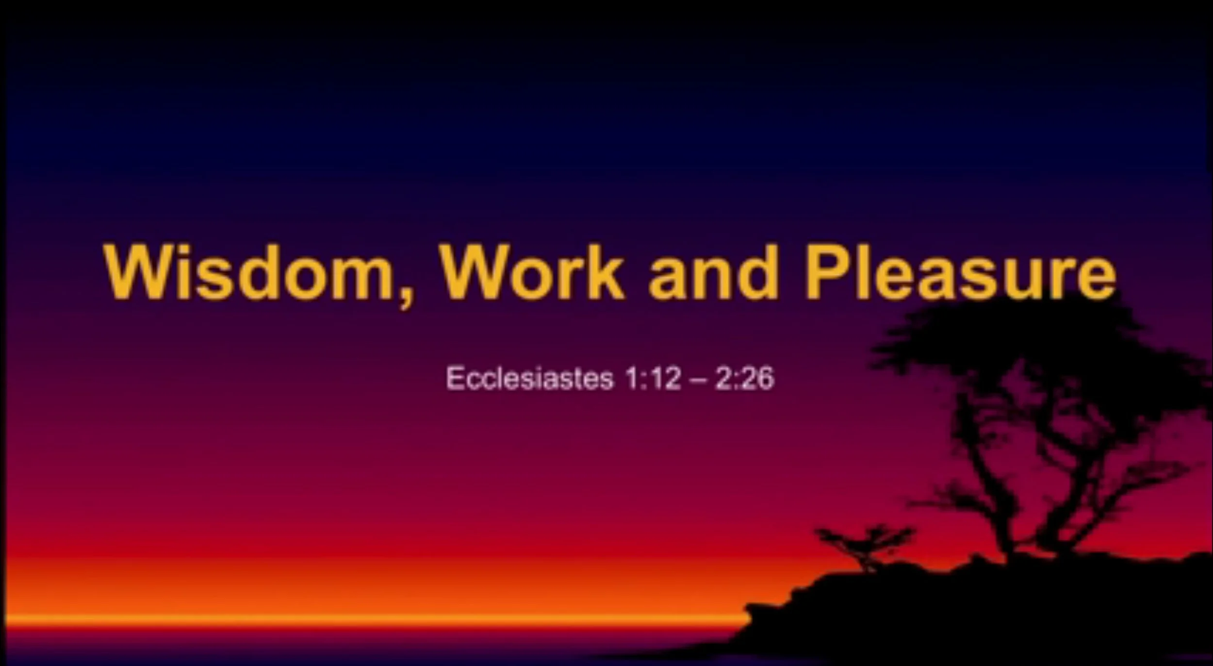 Wisdom, Work and Pleasure – Rev David Ho