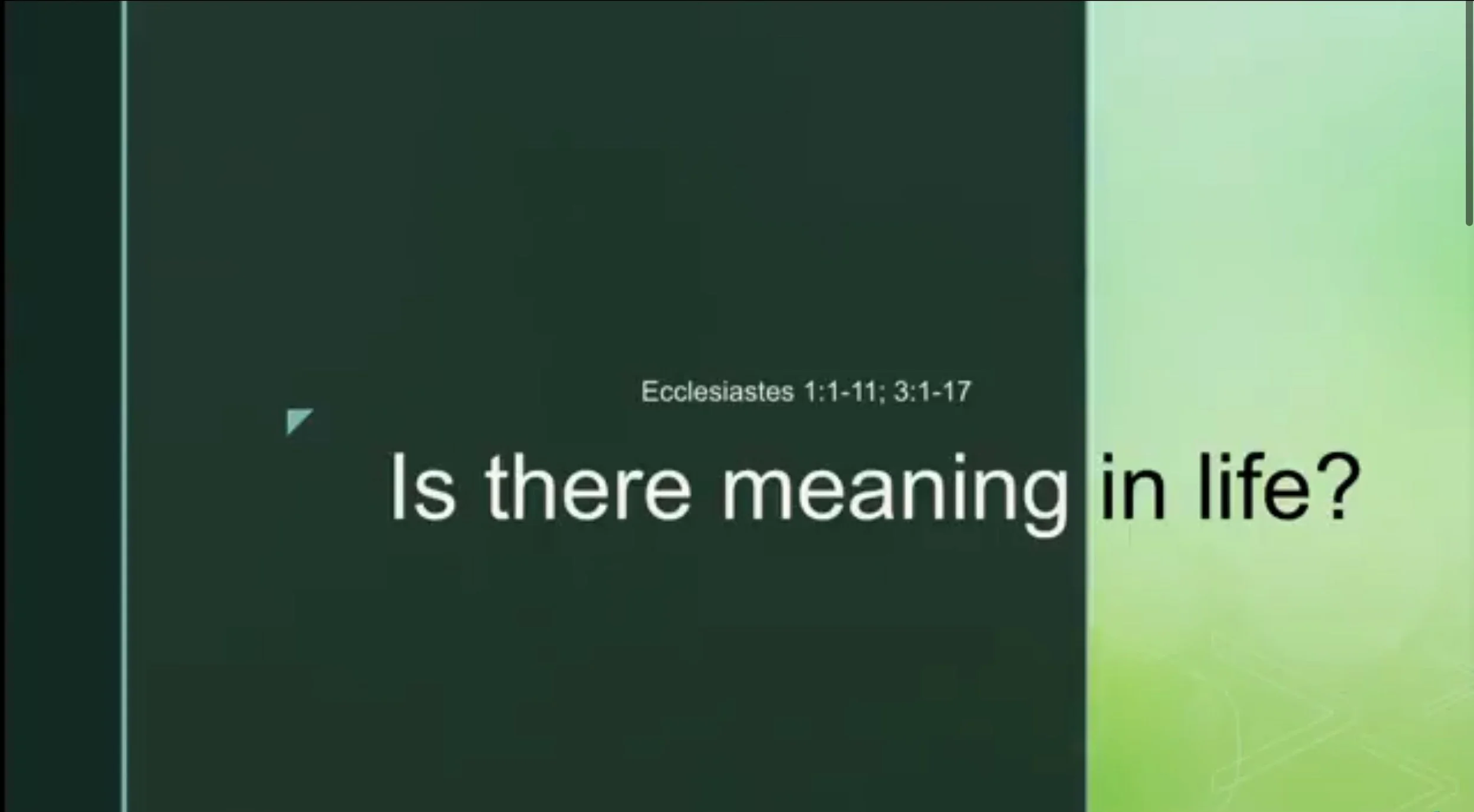 Is There Meaning In Life? – Rev David Ho