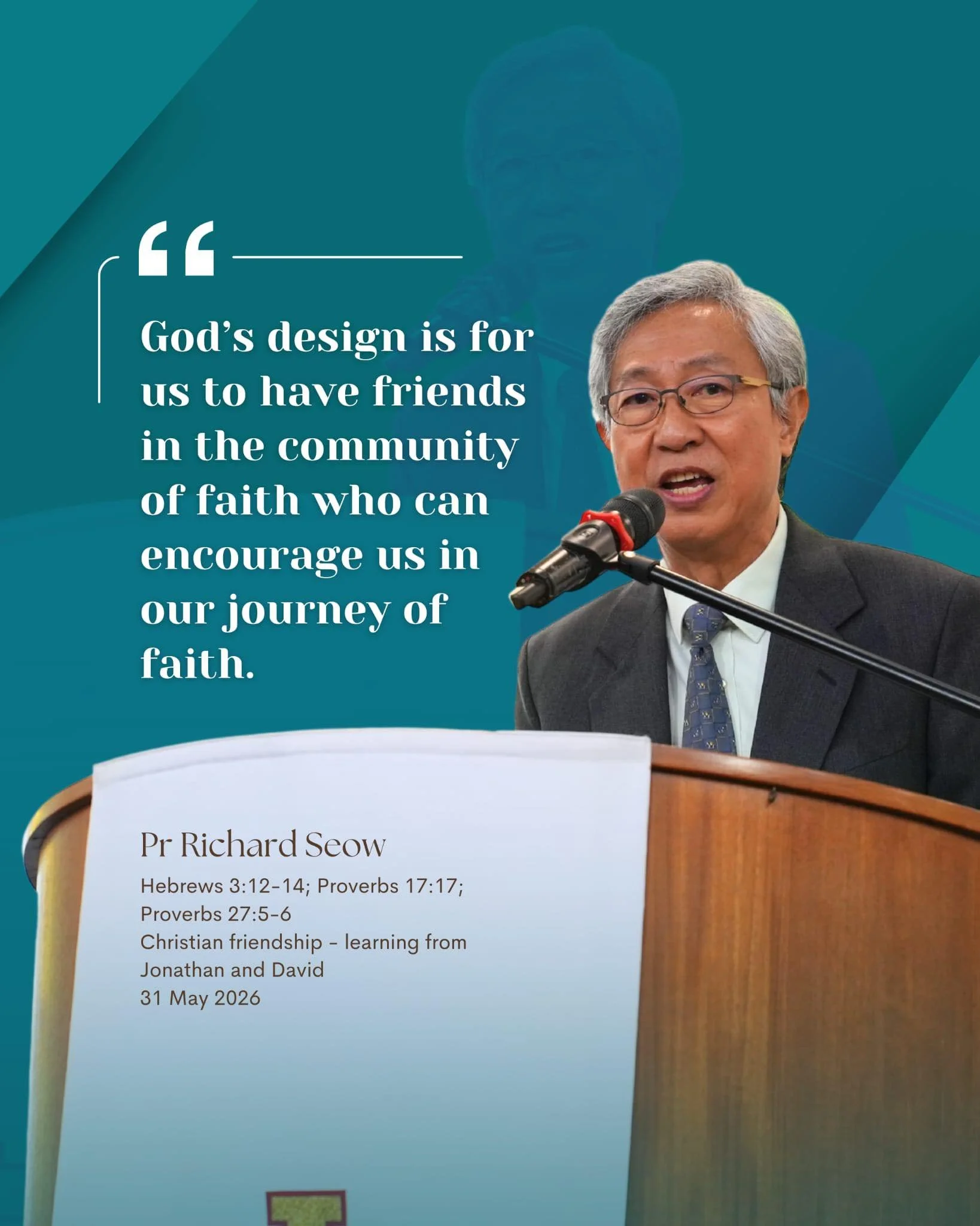 Christian Friendship - learning from Jonathan and David - Pr Richard Seow