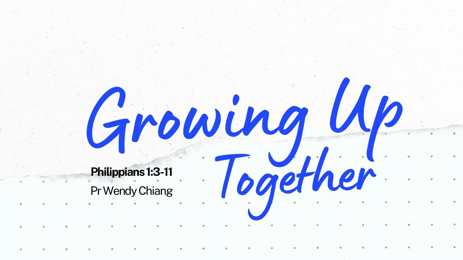 Growing Up Together - Pr Wendy Chiang-Cheong