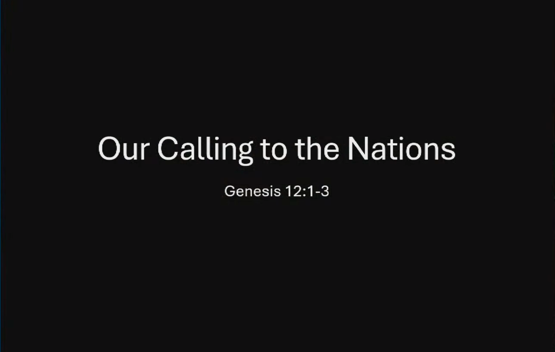 Our Calling to the Nations - Rev Benjamin Lee
