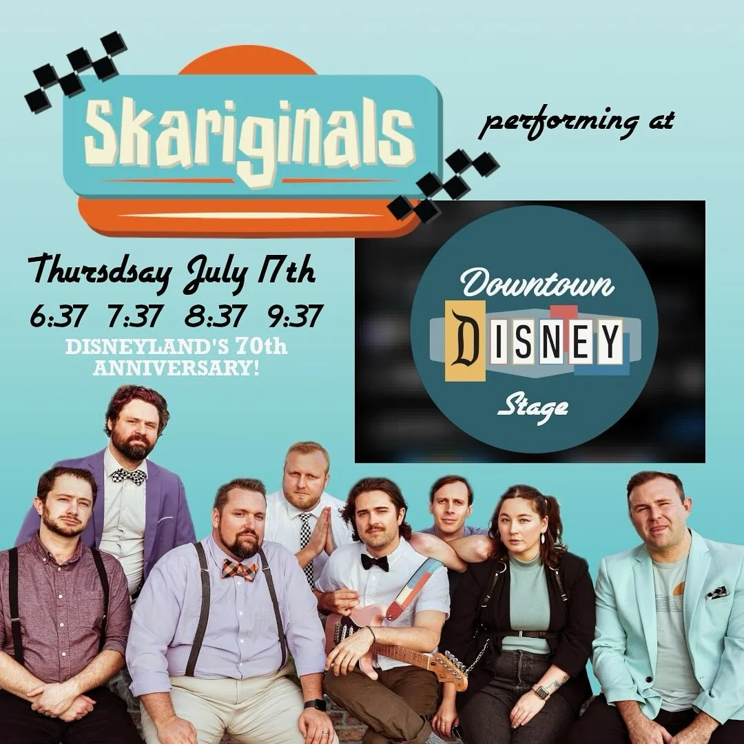 We&rsquo;re back @downtowndisney this Thursday July 17th! Come celebrate the 70th birthday of @disneyland with us!

Sets at 6:37, 7:37, 8:37 and 9:37

#livemusic #disneyland #disneyland70th #disneyland70 #ska #skaband #downtowndisney #liveband