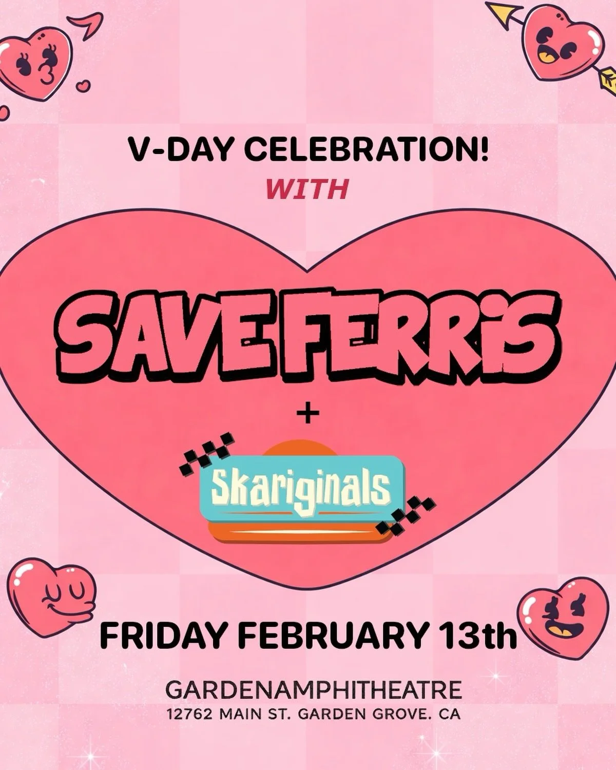 Hey Skarigifam! We&rsquo;re excited to announce that we&rsquo;re playing with Save Ferris on Friday February 13 at the Garden Amphitheater. We&rsquo;d LOVE to have you buy tickets through us to show your support. DM us for details or sign up via the 