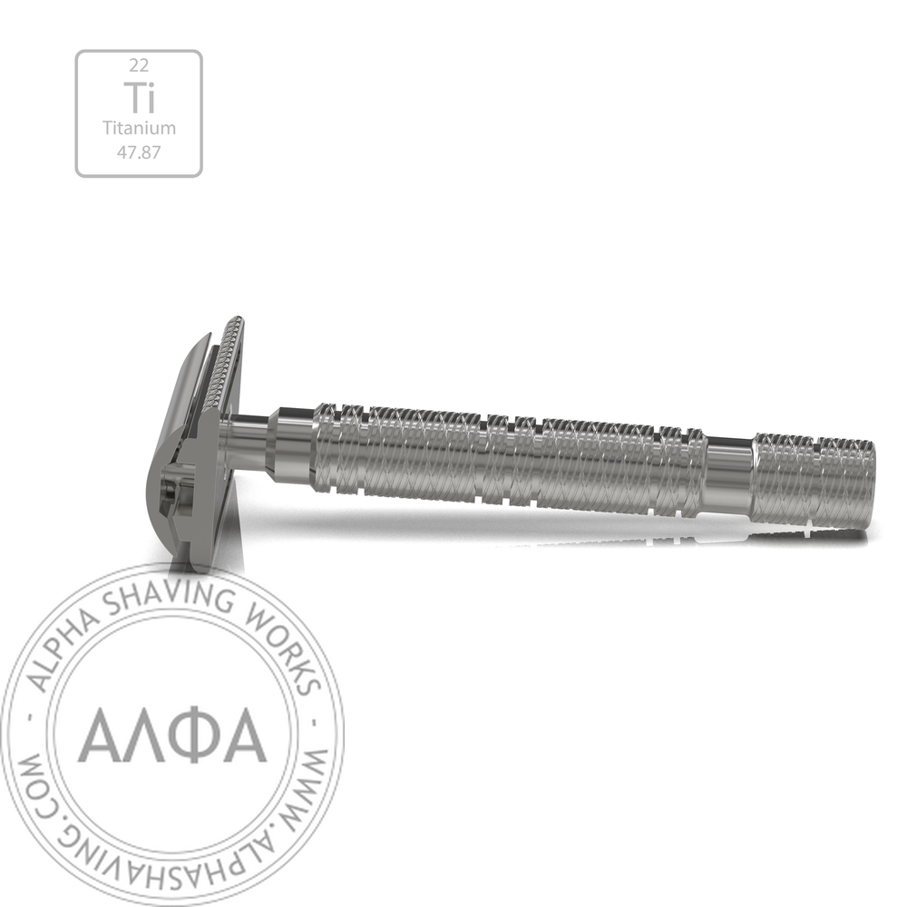 両刃カミソリ　アルファシェービングワークス　アウトローエボリューション　チタン Outlaw Evolution Titanium DE — Alpha Shaving Works — Alpha Shaving