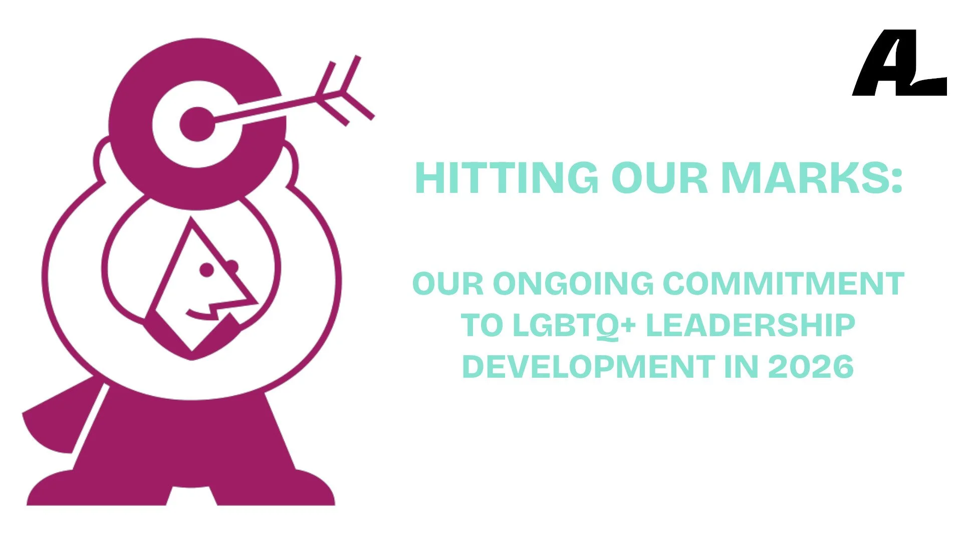 illustration of lgbtq+ business professional holding target and hitting bullseye on lgbtq+ leadership development goals in 2026