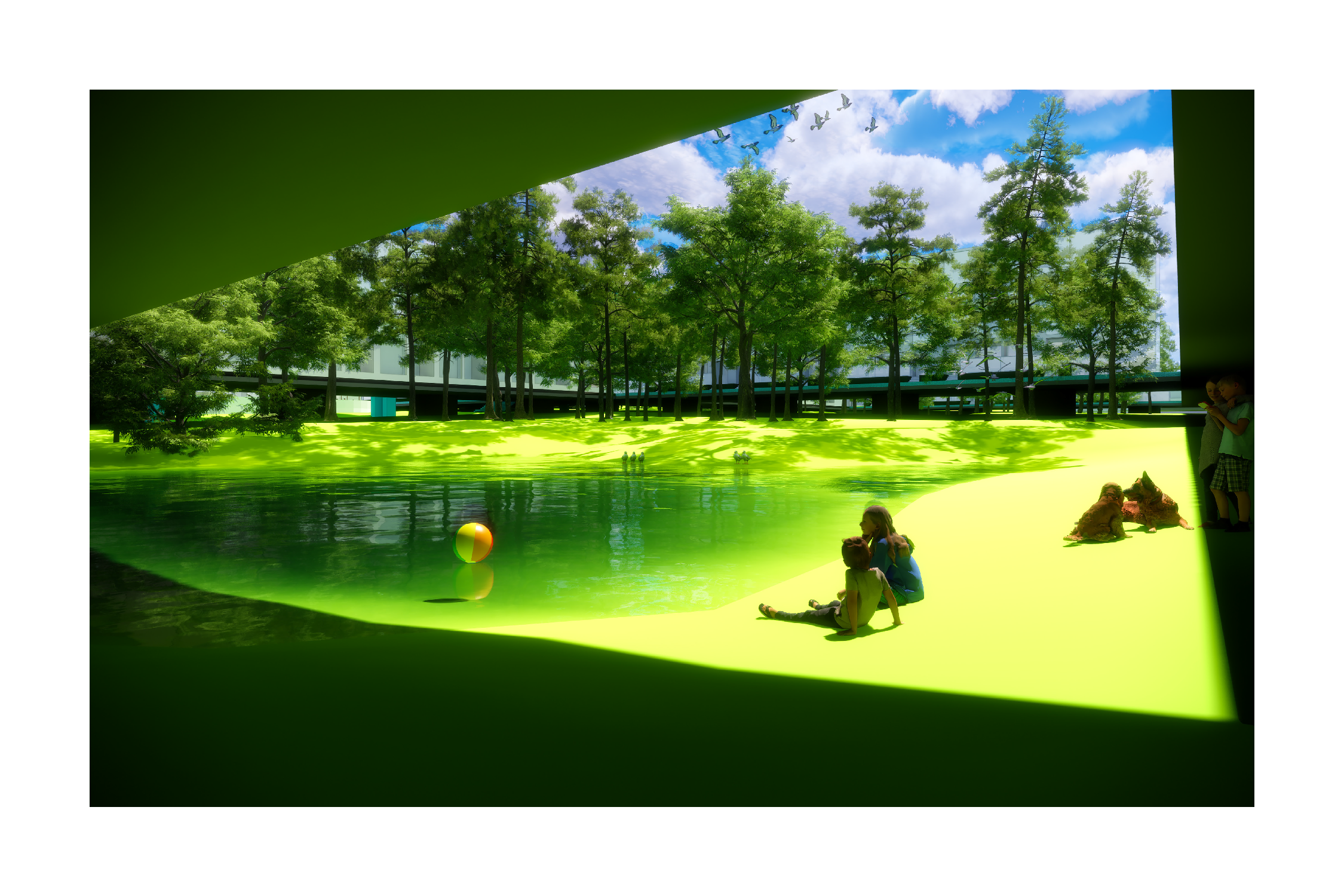 Alexander Mayhew, Co-opting the Grid, Courtyard Perspective, 2020.