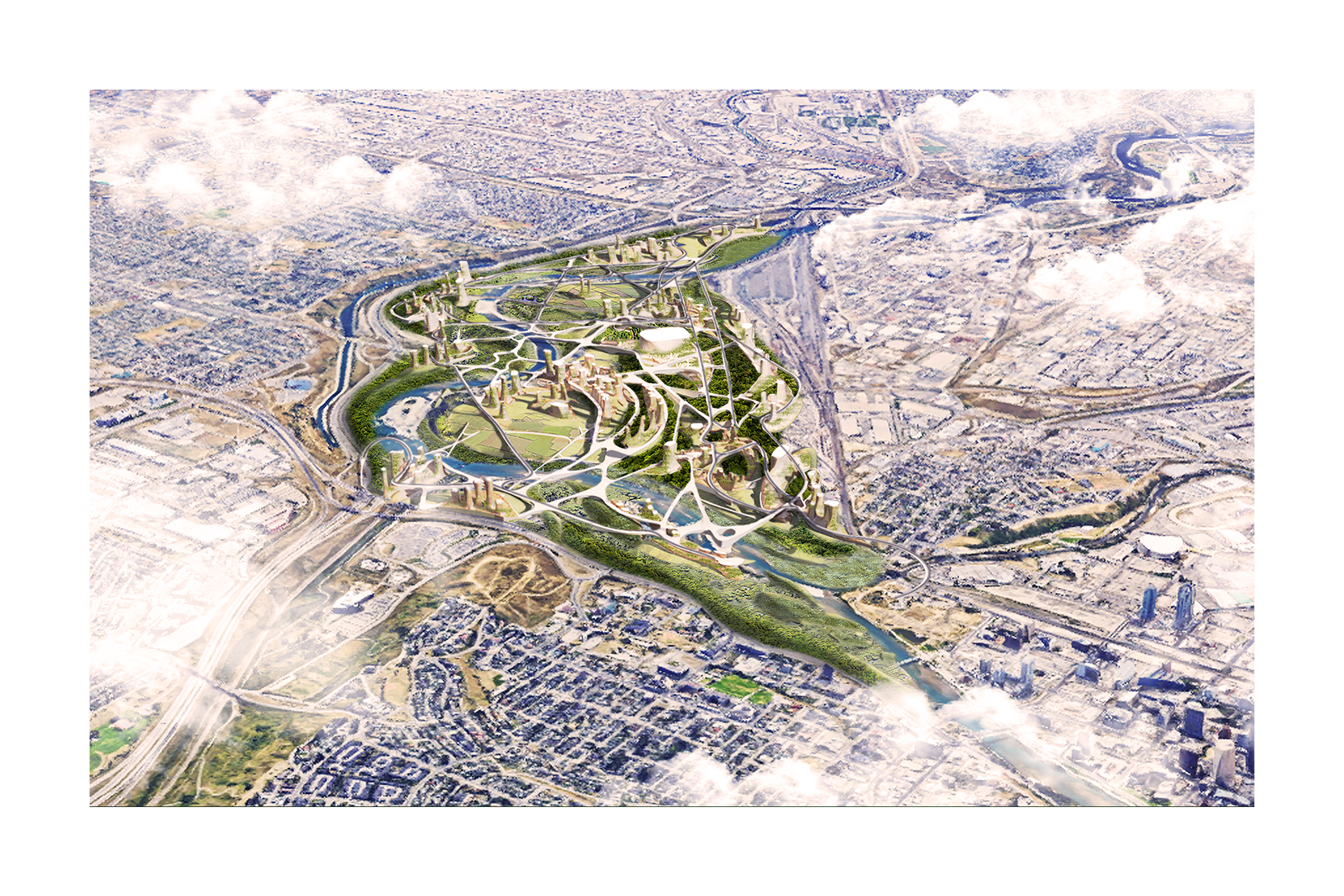 Ji Song Sun, Solar City, Aerial Perspective, 2021.
