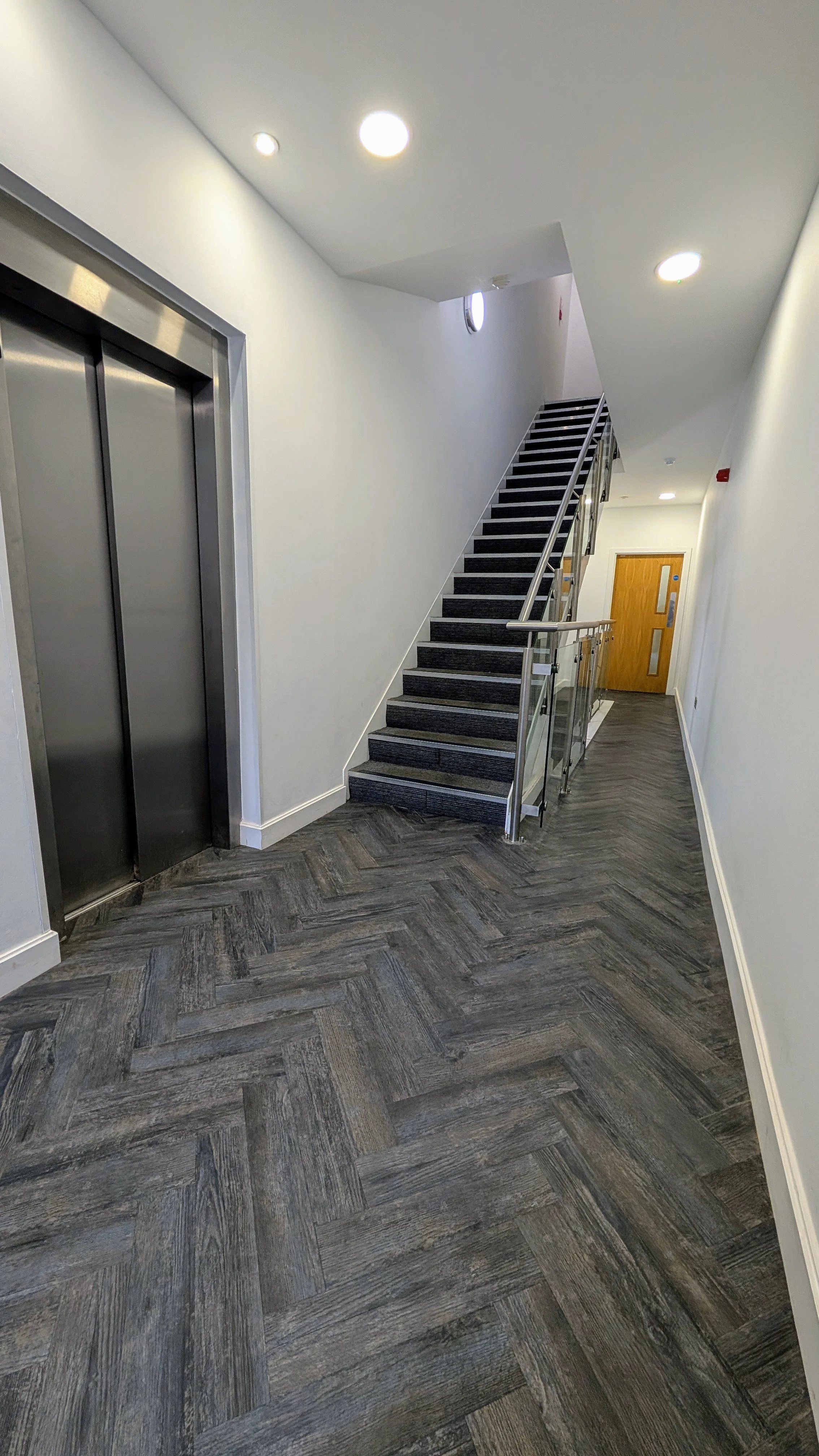 herringbone LVT installed in a public building